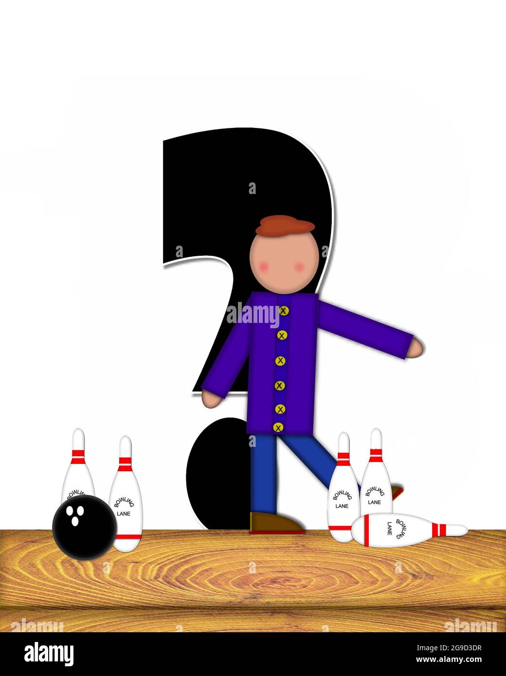 Question mark, in the alphabet set "Children Bowling Lane," is