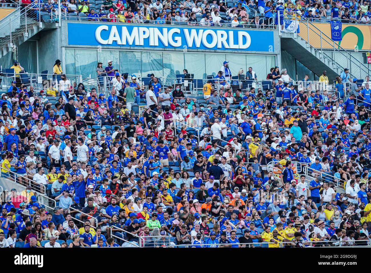 Orlando, Florida, USA, July 25, 2021, Everton and  Millonarios fans at Camping World Stadium.  (Photo Credit:  Marty Jean-Louis) Credit: Marty Jean-Louis/Alamy Live News Stock Photo