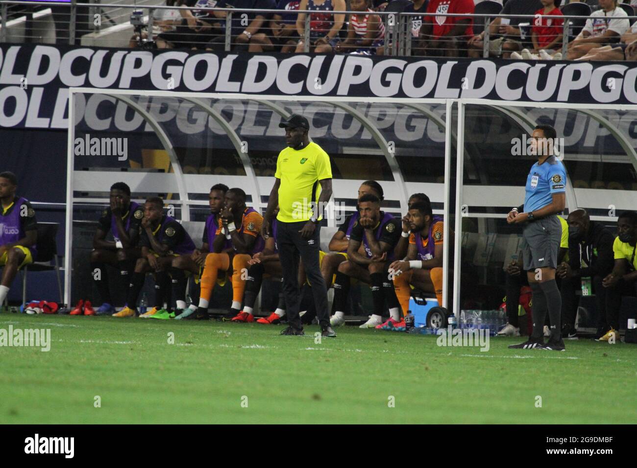 Dallas, USA. 25th July, 2021. (SPO) Concacaf Gold Cup Quarters final: USA vs Jamaica. July 25, 2021, Dallas, Texas, USA: Soccer match beetwen USA and Jamaica valid for the quarters final the Concacaf Gold cup, at AT&T stadium in Dallas-Texas. 40,000 spectators are expected to watch the game tonight. (Credit Image: © Niyi Fote/TheNEWS2 via ZUMA Press Wire) Stock Photo