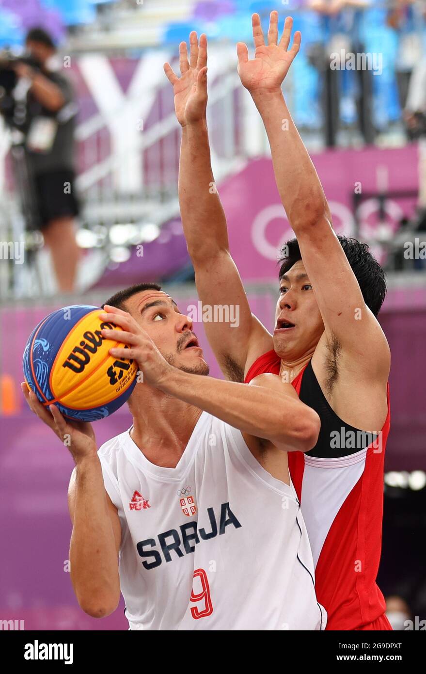 Tokyo 2020 Olympics Basketball 3x3 Men Pool A Serbia V Japan Aomi Urban Sports Park Tokyo Japan July 26 2021 Ryuto Yasuoka Of Japan In Action