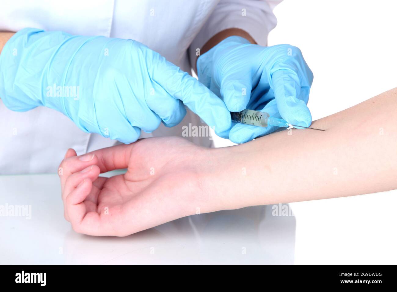vaccine injection in hand isolated on white Stock Photo - Alamy