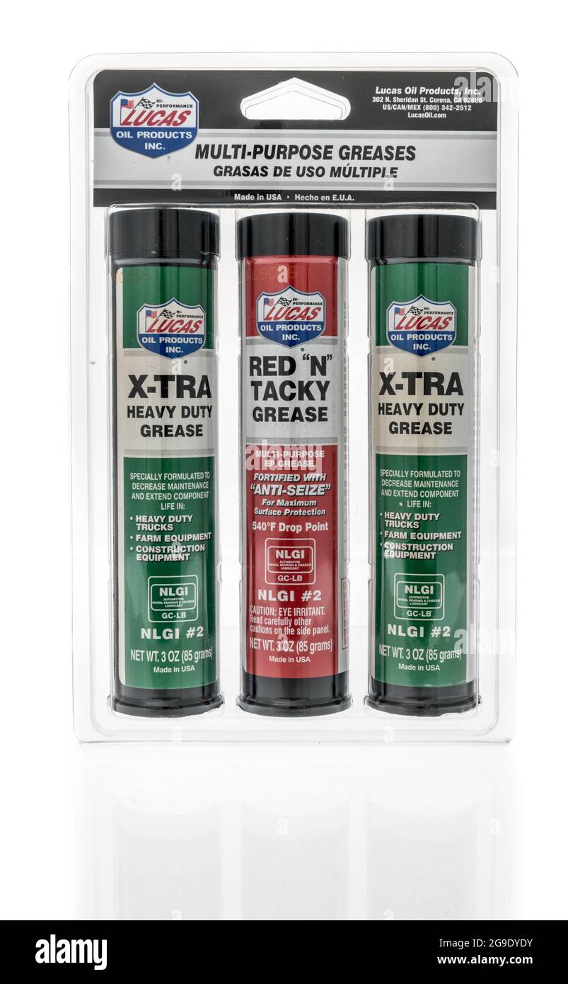Winneconne, WI 20 July 2021 A package of Lucas tubes heavy duty grease red n tacky grease on