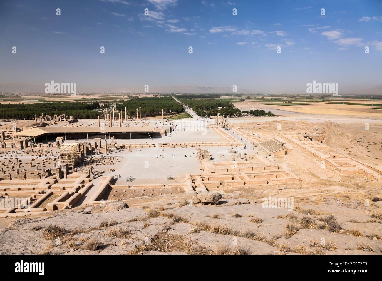 Persepolis, panoramic view, ancient ceremonial capital of Achaemenid empire, suburb of Shiraz, Fars Province, Iran, Persia, Western Asia, Asia Stock Photo