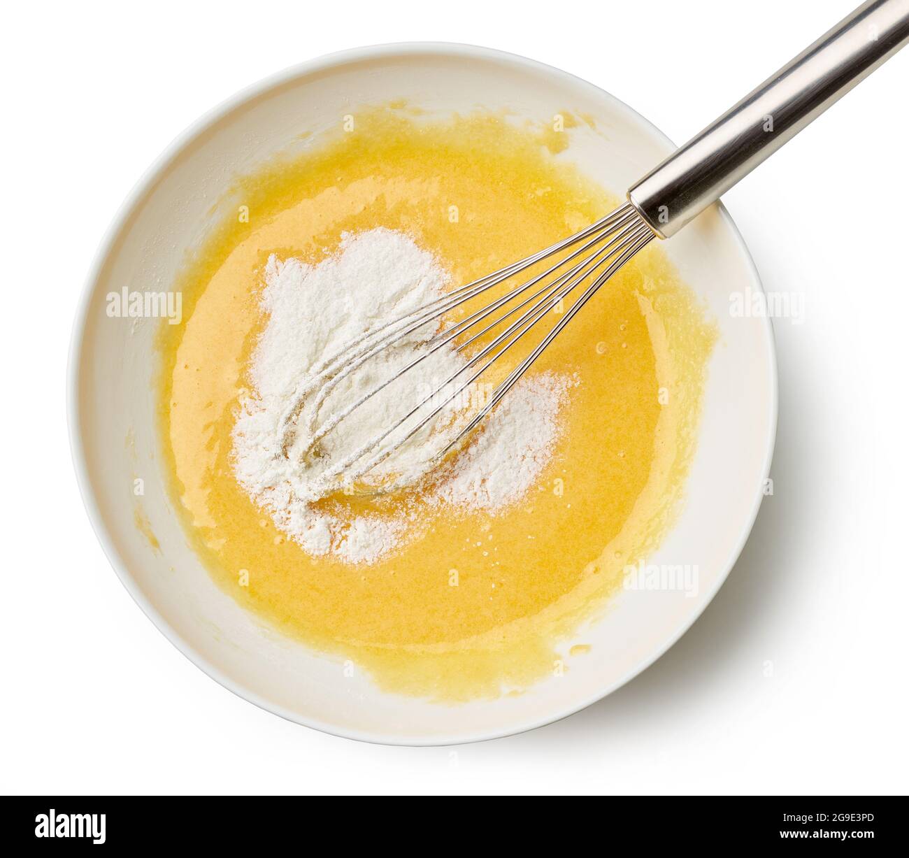 bowl of mixed egg yolks and sugar with corn starch for making custard cream  isolated on white background, top view Stock Photo - Alamy