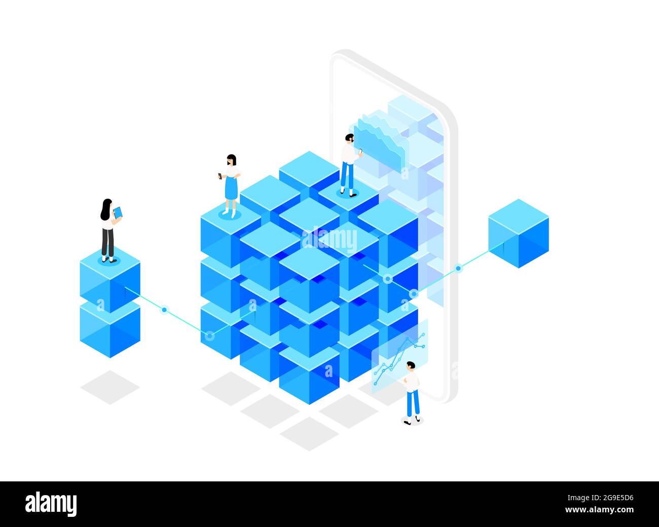blockchain technology with graph, chart, smartphone Stock Photo - Alamy