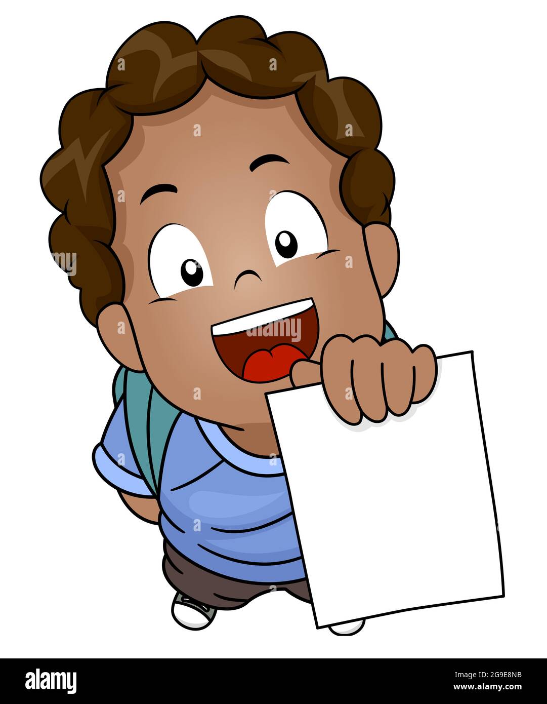 Illustration of a Kid Boy Student Showing Blank Test Paper and Smiling  Stock Photo - Alamy