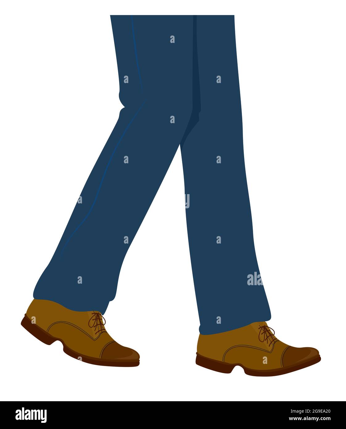 Illustration of a Man Feet and Legs Wearing Pants and Oxford Shoes Stock Photo