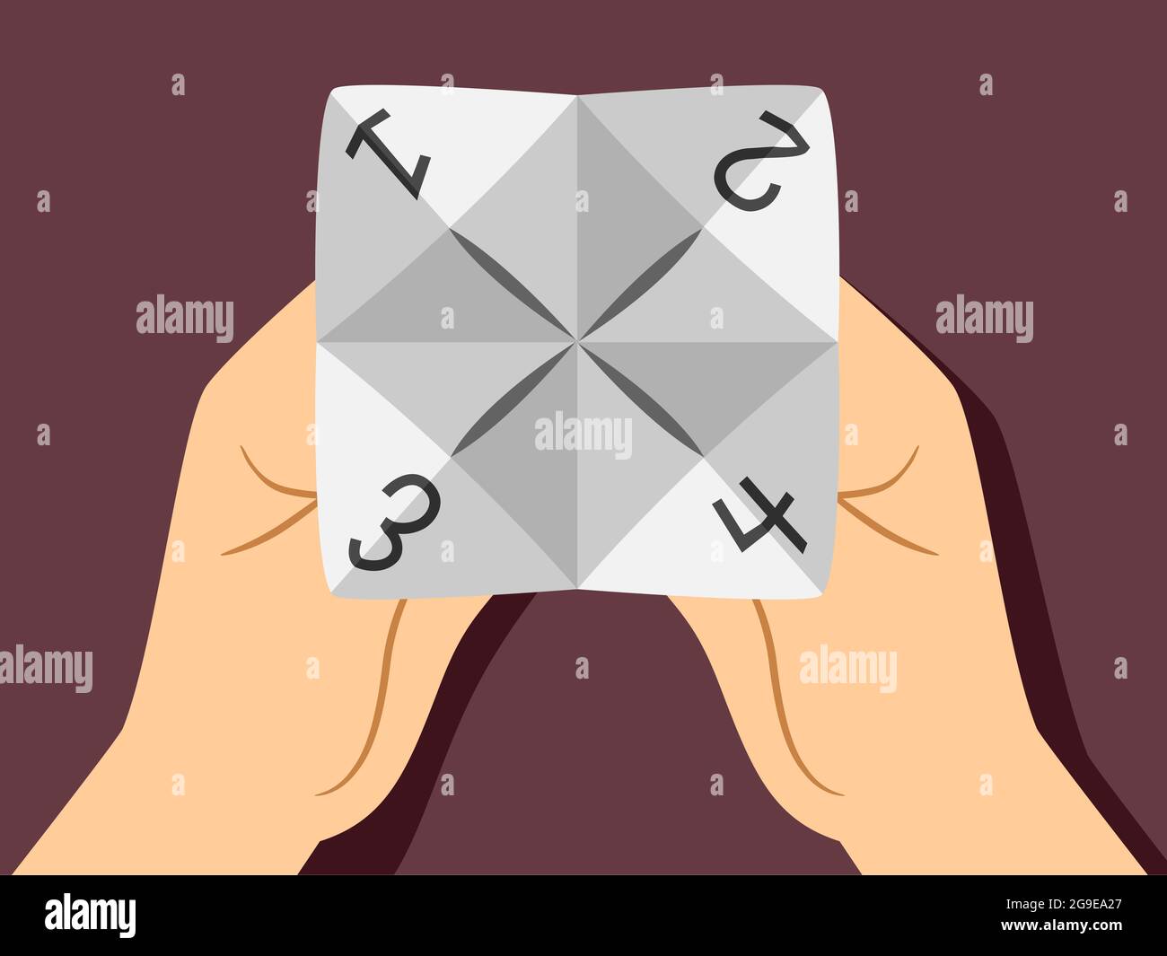 Illustration of Hands Using Paper Fortune Teller with Numbers Stock Photo Alamy