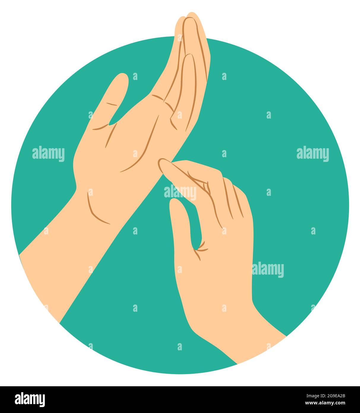 Illustration of the Right Hand Tapping Left Hand Stock Photo - Alamy