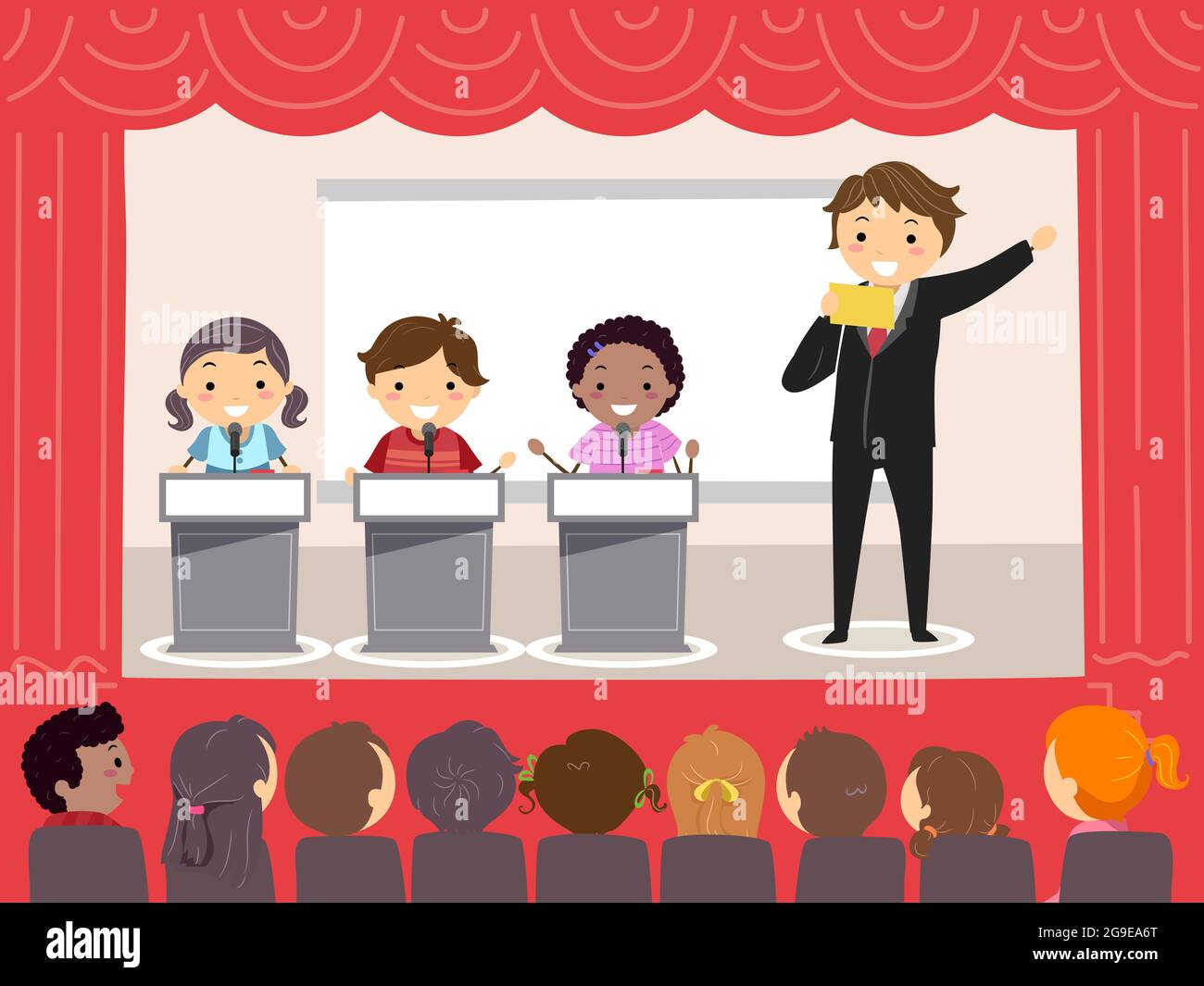 illustration-of-stickman-kids-with-host-in-a-quiz-bee-on-stage-with