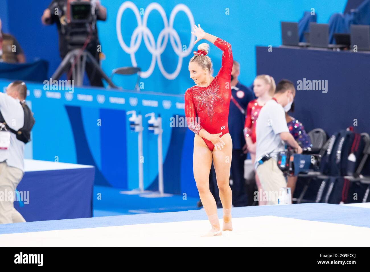 Tokyo, Japan. 25th July, 2021. Mykayla Skinner of United States (397) perform floor routine during the Tokyo 2020 Olympic Games Women's Qualification at the Ariake Gymnastics Centre in Tokyo, Japan. Daniel Lea/CSM}. Credit: csm/Alamy Live News Stock Photo