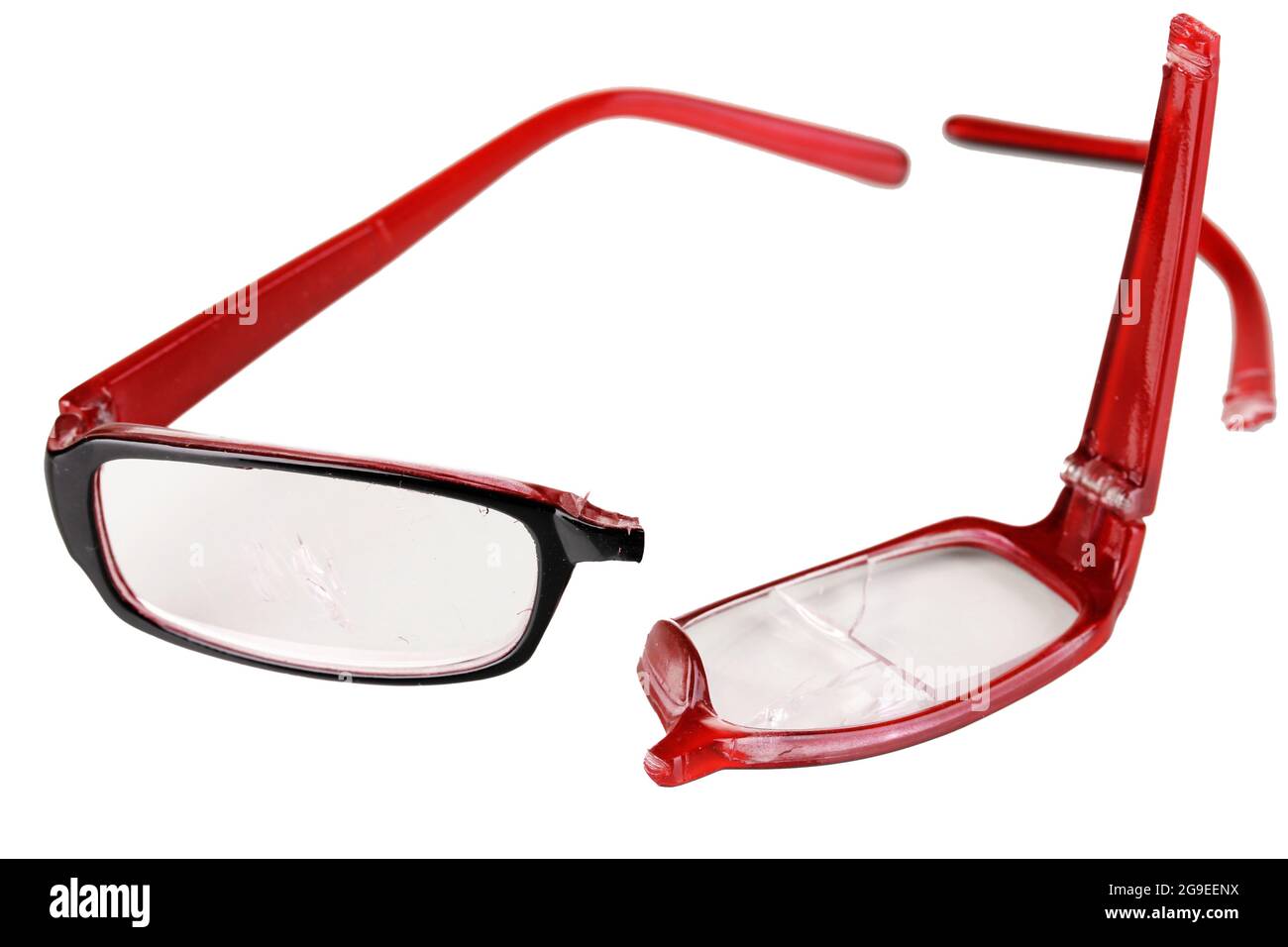 Broken glasses isolated on white Stock Photo Alamy