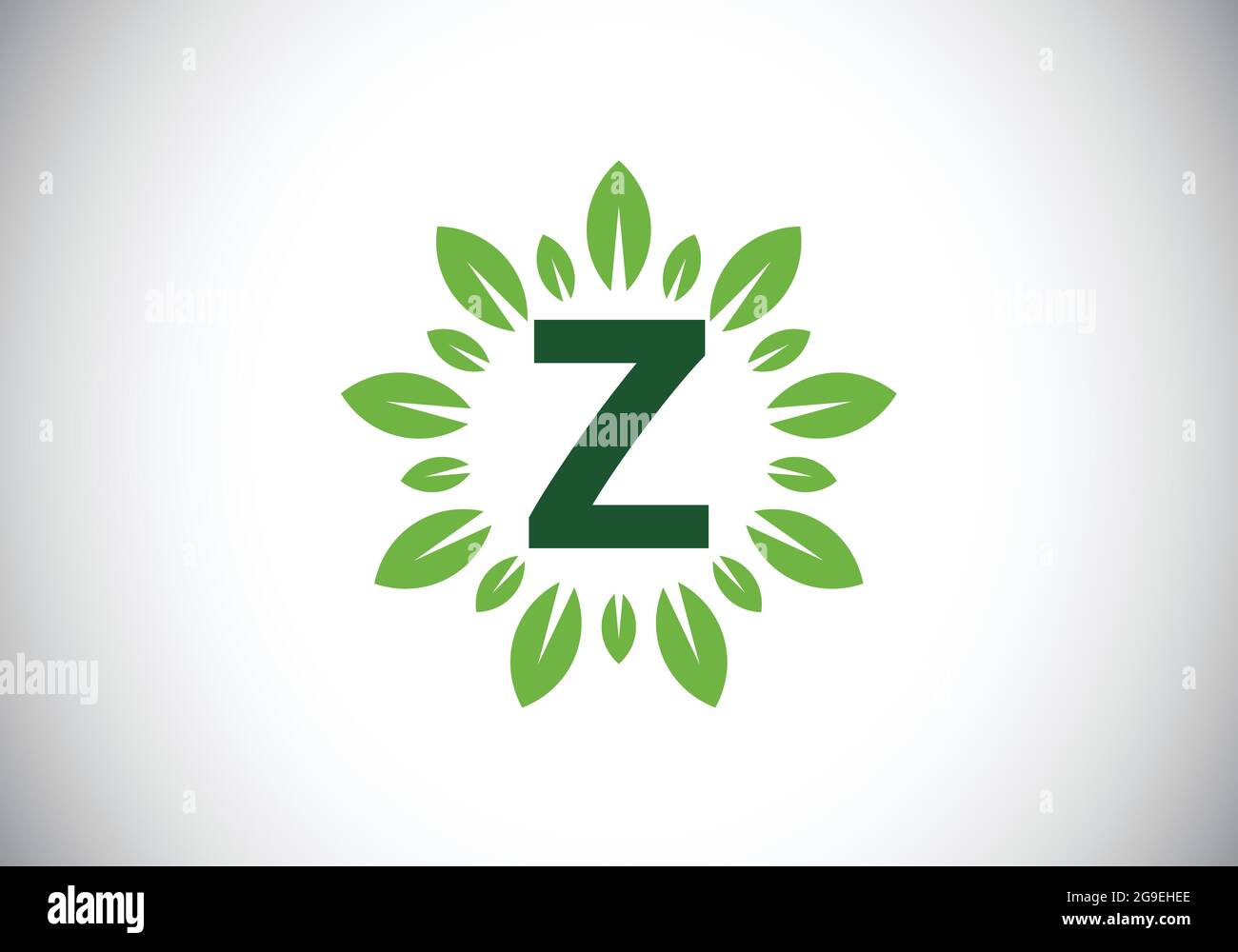 Initial Z monogram letter alphabet with leaf wreath. Green leaf, flower logo design concept. Modern vector logo design for business, and company Stock Vector