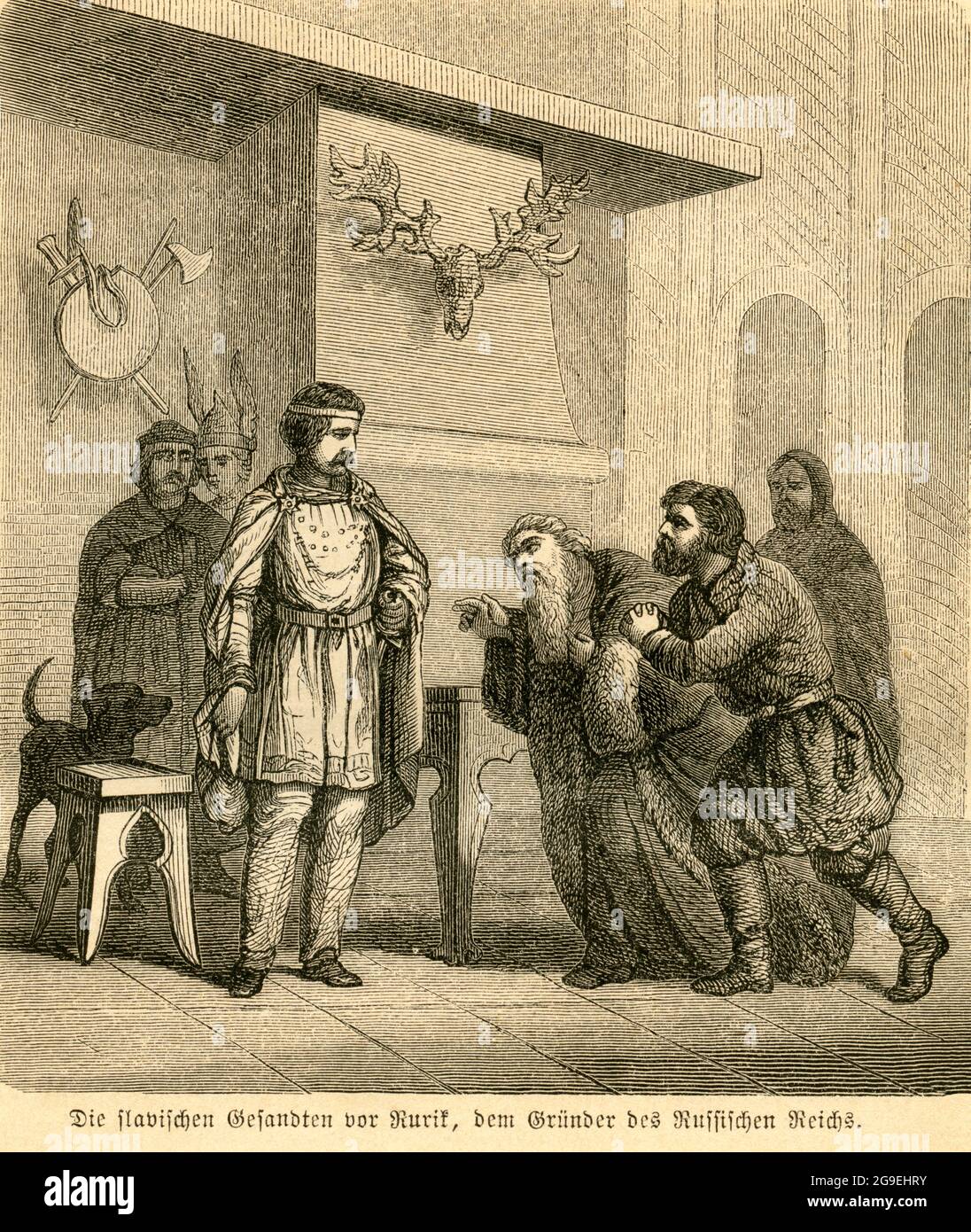 Russia, Novgorod Oblast, Kievan Rus, original text: 'The slavs envoys infront of Rurik, ADDITIONAL-RIGHTS-CLEARANCE-INFO-NOT-AVAILABLE Stock Photo