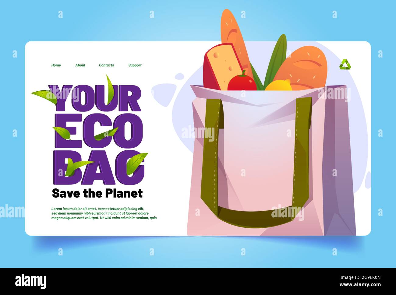 Eco bag save planet banner with cotton tote Stock Vector