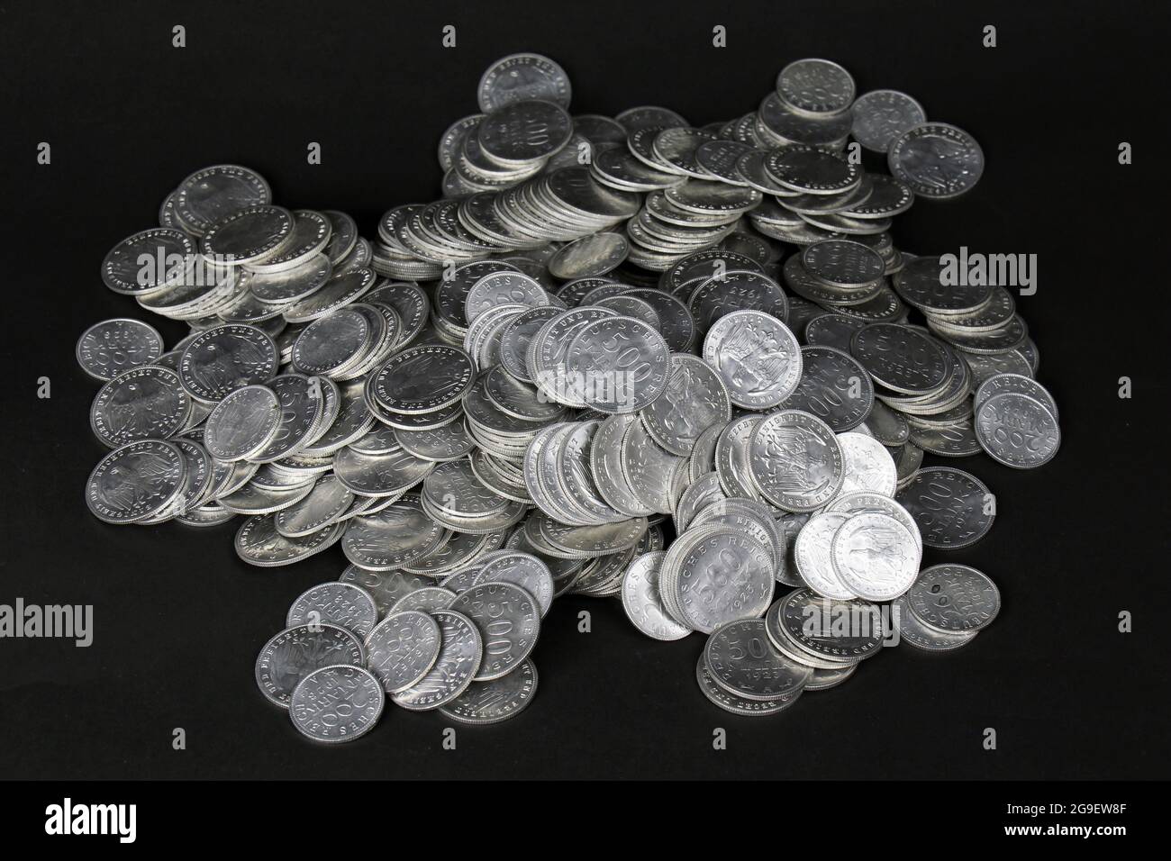 money / finances, coins, Germany, inflation coins, 200 and 500 mark, aluminum, German Reich, 1923, ADDITIONAL-RIGHTS-CLEARANCE-INFO-NOT-AVAILABLE Stock Photo