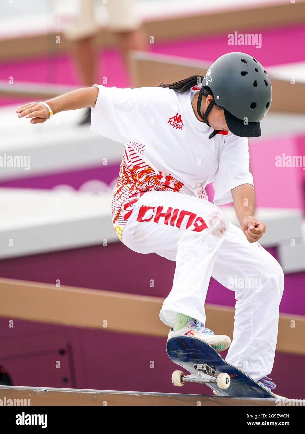 TOKYO, - JULY 26: Wenhui Zeng China competing on Women's Street Final during the Tokyo 2020 Olympic at the Ariake Sports Park Skateboarding on July 26, 2021 in Tokyo,