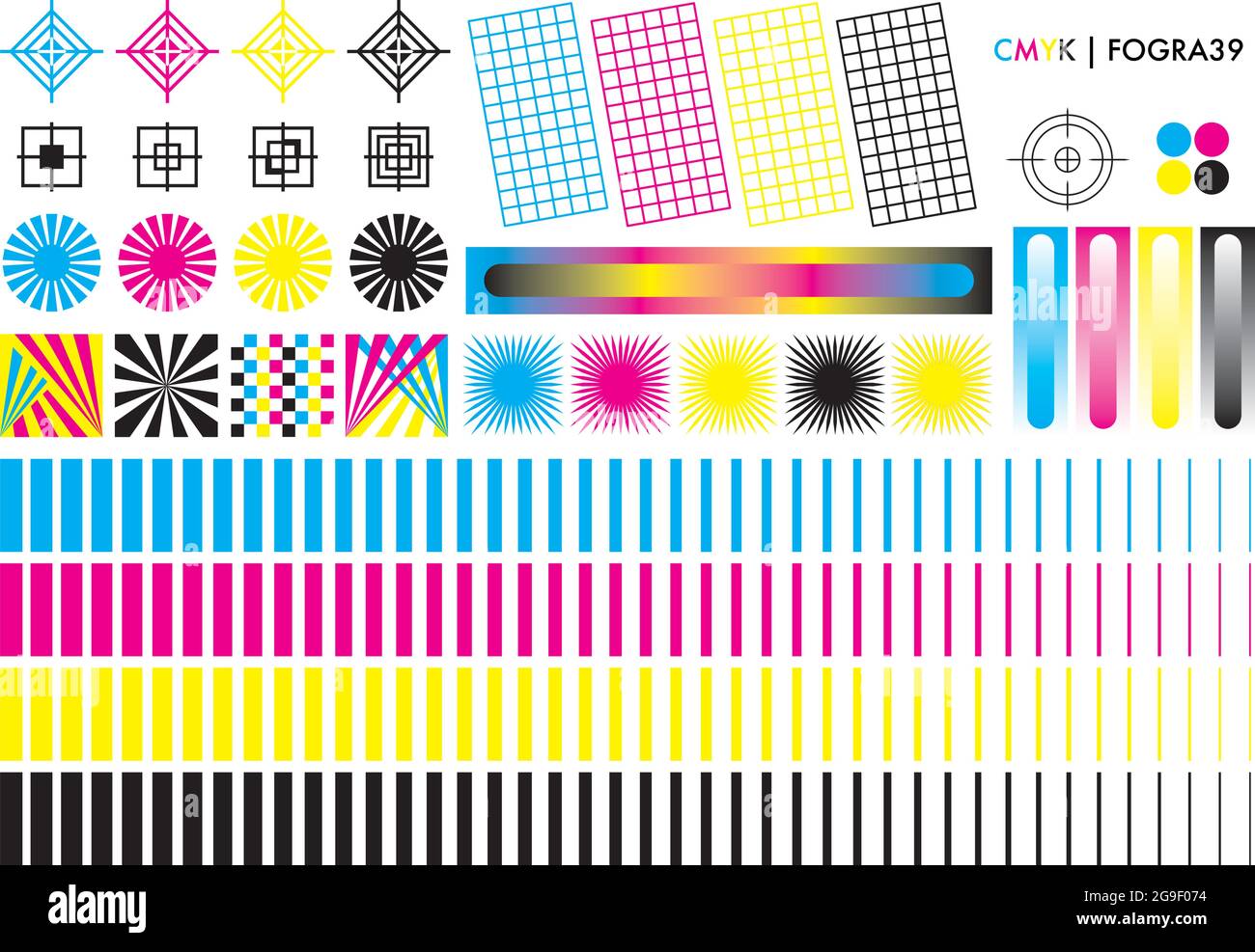CMYK calibration element collection Stock Vector