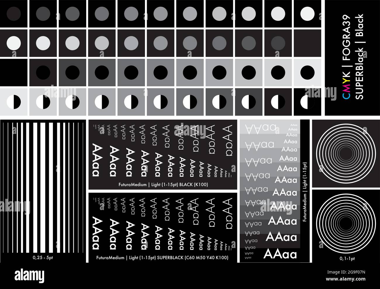 CMYK calibration element collection Stock Vector