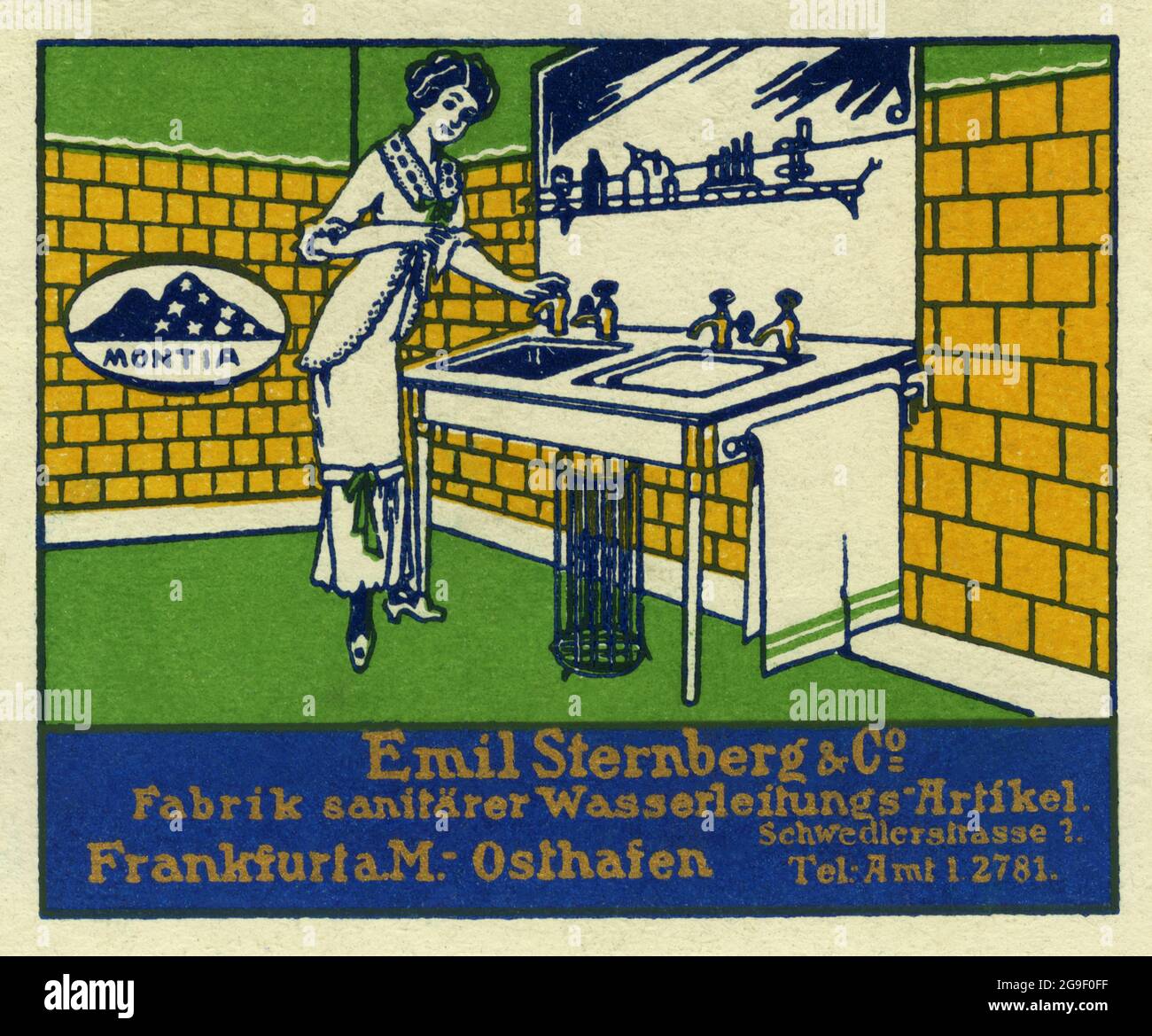 advertising, household, Emil Sternberg & Co, factory of sanitary water pipe features, ADDITIONAL-RIGHTS-CLEARANCE-INFO-NOT-AVAILABLE Stock Photo