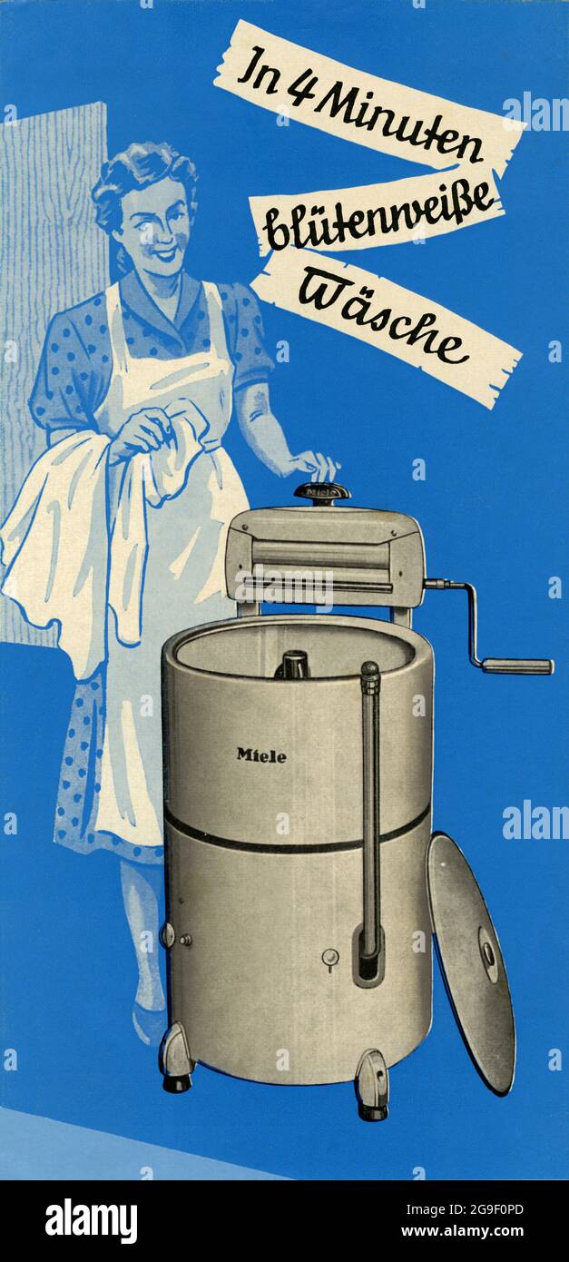 advertising, household, advertising for electrical washing machine of Miele, ADDITIONAL-RIGHTS-CLEARANCE-INFO-NOT-AVAILABLE Stock Photo