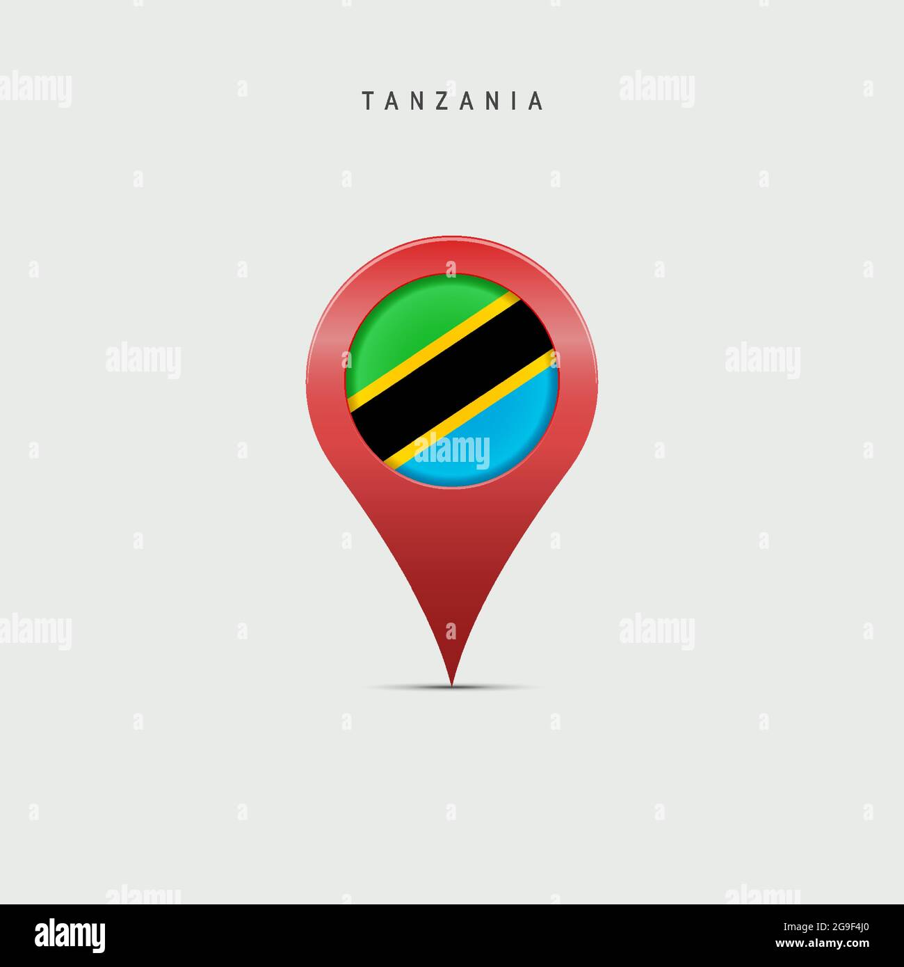 Teardrop map marker with flag of Tanzania. Tanzanian flag inserted in ...