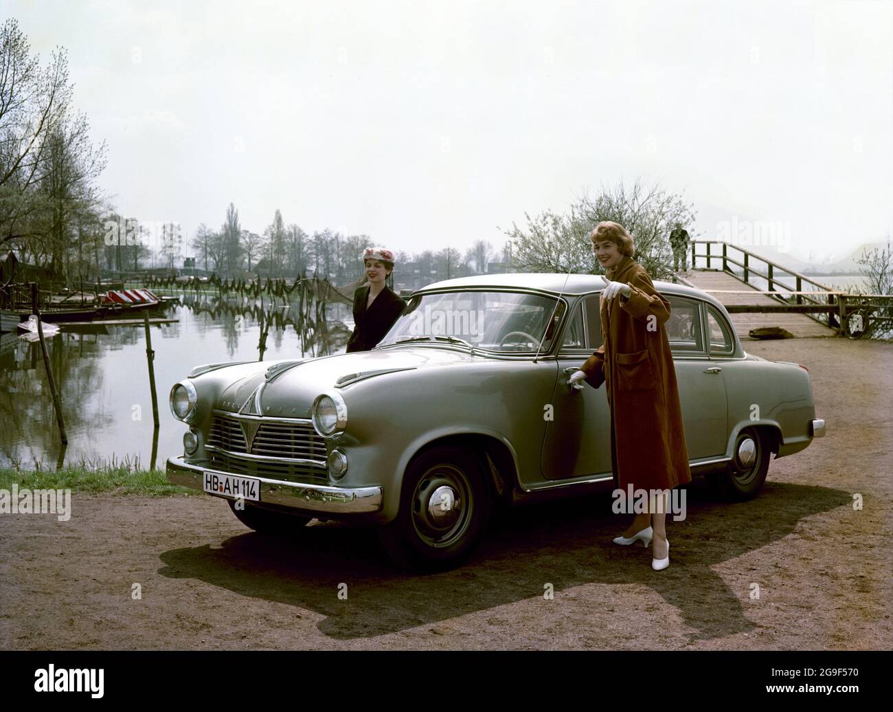 transport, car, Borgward Hansa 2400, Steinhude, Germany, 1956, ADDITIONAL-RIGHTS-CLEARANCE-INFO-NOT-AVAILABLE Stock Photo