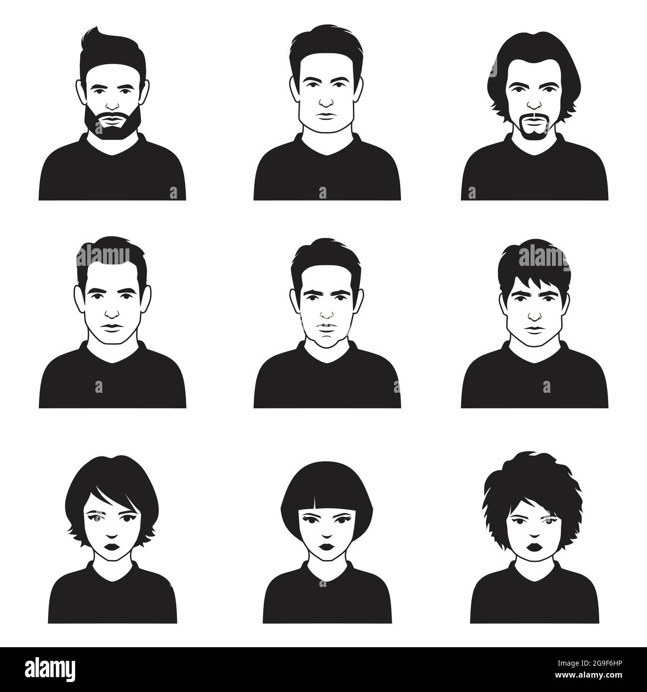 set of flat avatar, vector people icon, user faces design illustration ...
