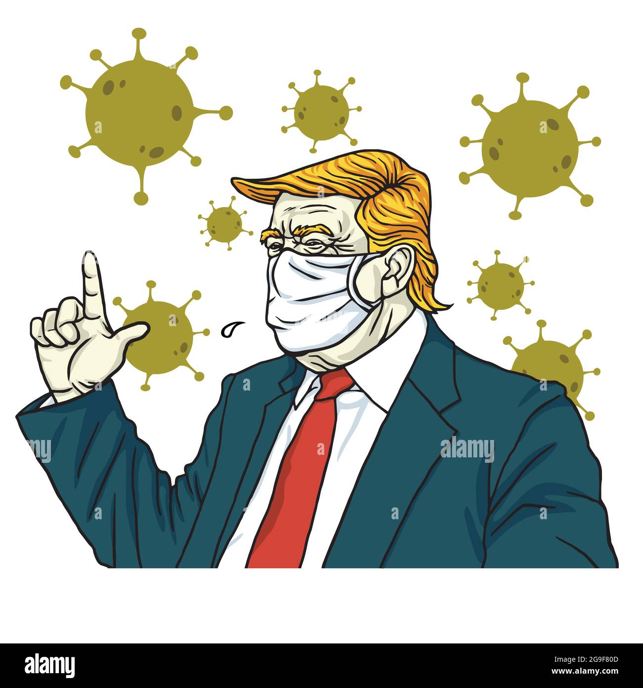 Donald Trump Wearing Mask Anti Coronavirus Icon Order Lockdown Cartoon Vector Drawing Illustration Stock Vector
