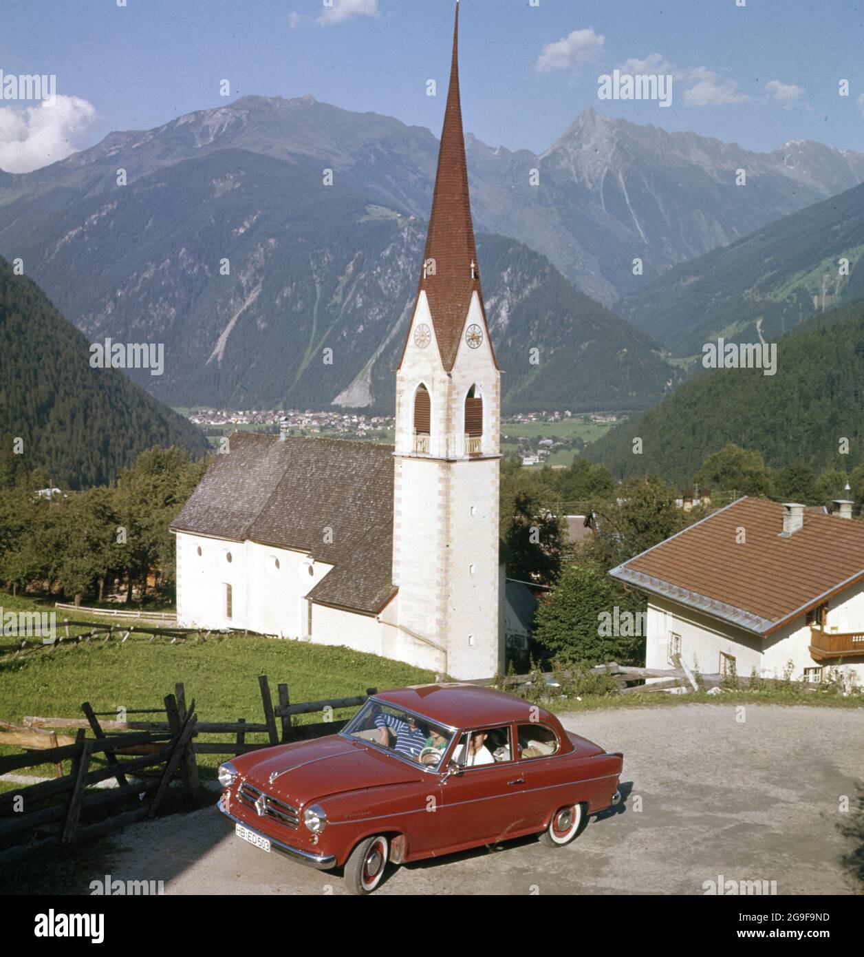 transport, car, Borgward Isabella limousine, Alps, Germany, 1960, ADDITIONAL-RIGHTS-CLEARANCE-INFO-NOT-AVAILABLE Stock Photo
