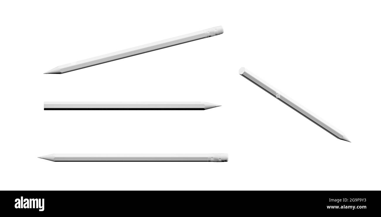 Pencil mockup isolated on white background - 3d render Stock Photo - Alamy