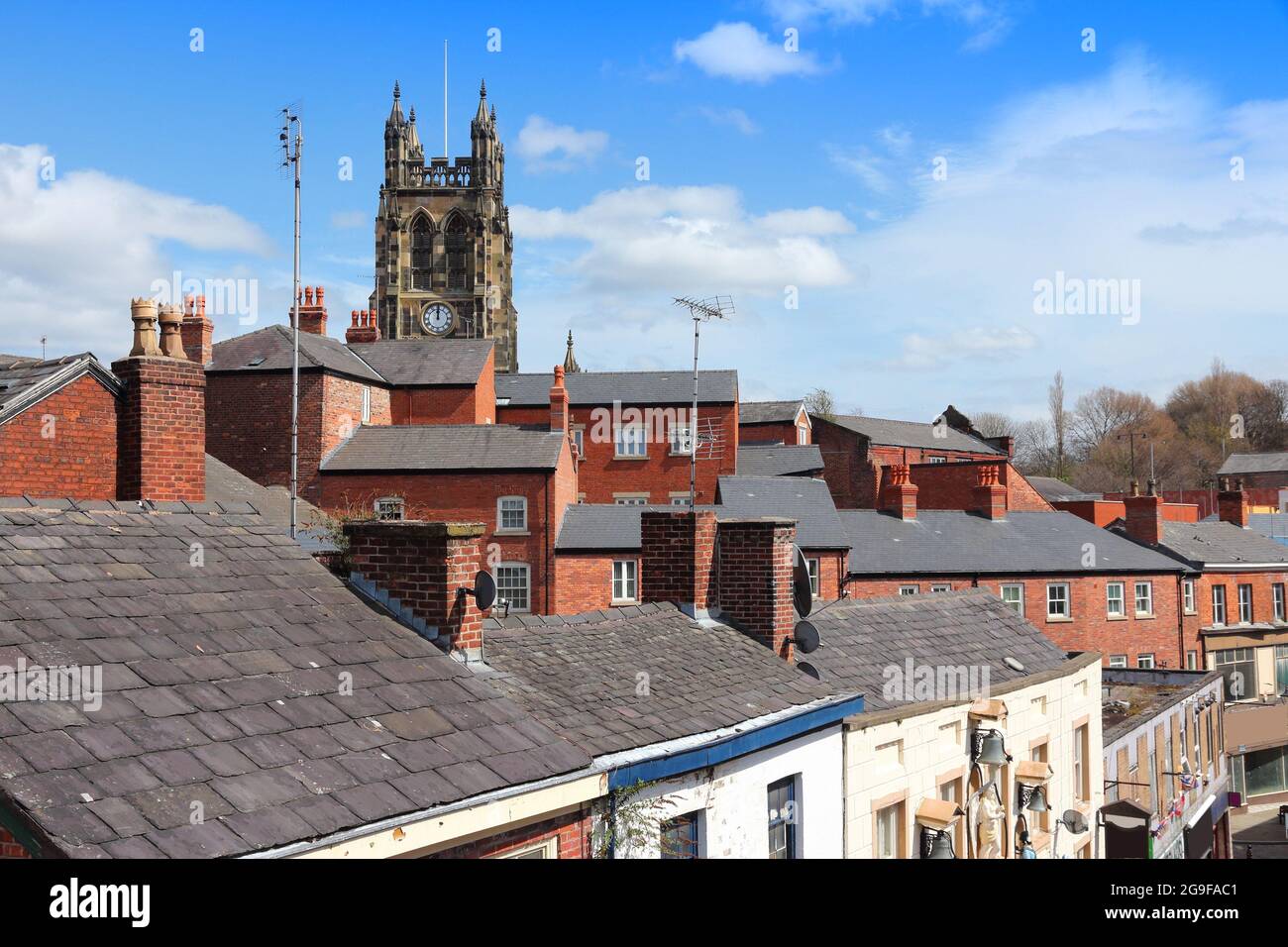 Stockport UK town skyline in North West England. Part of Greater
