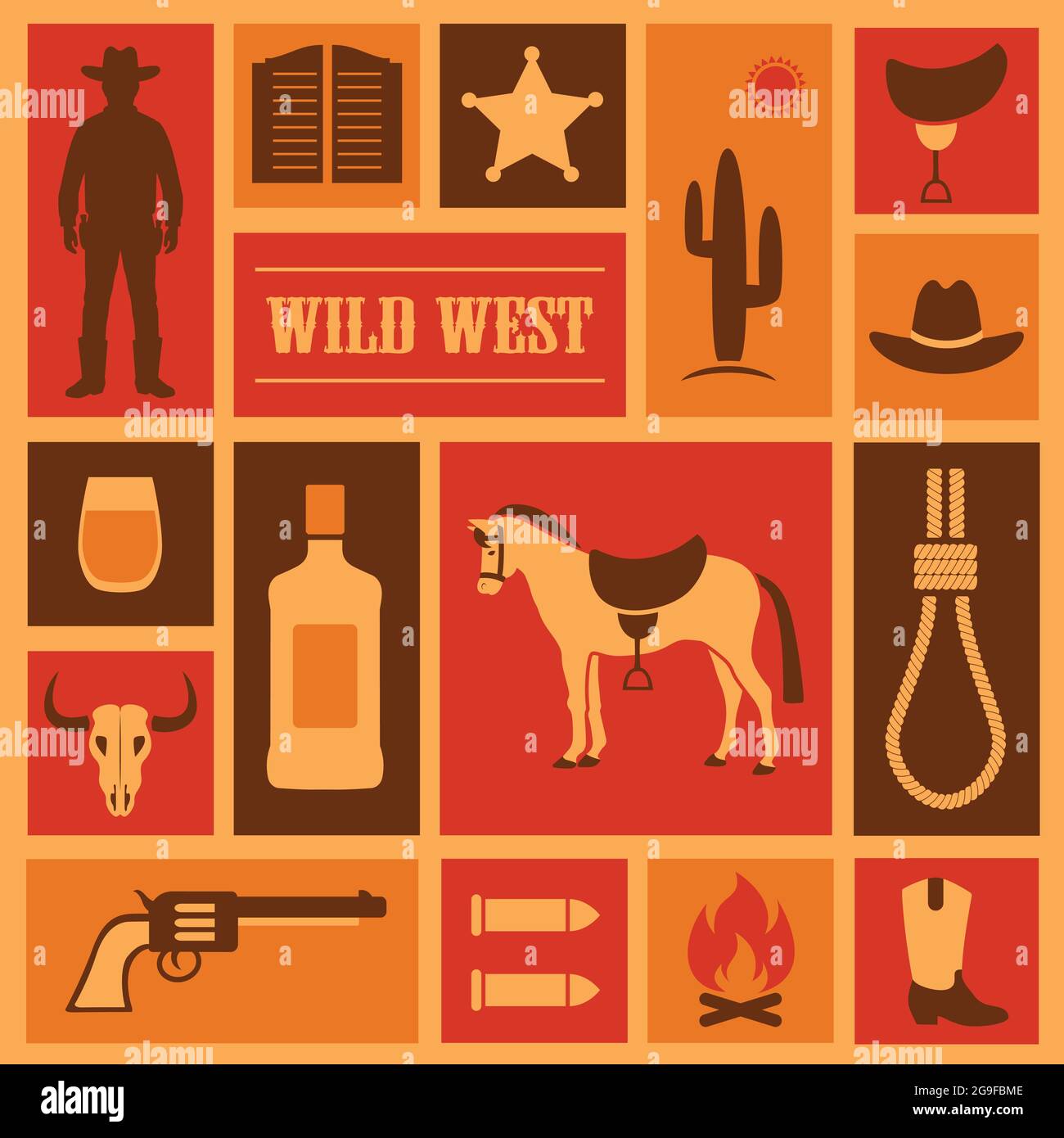wild west vector background, western cowboy illustration, Stock Vector