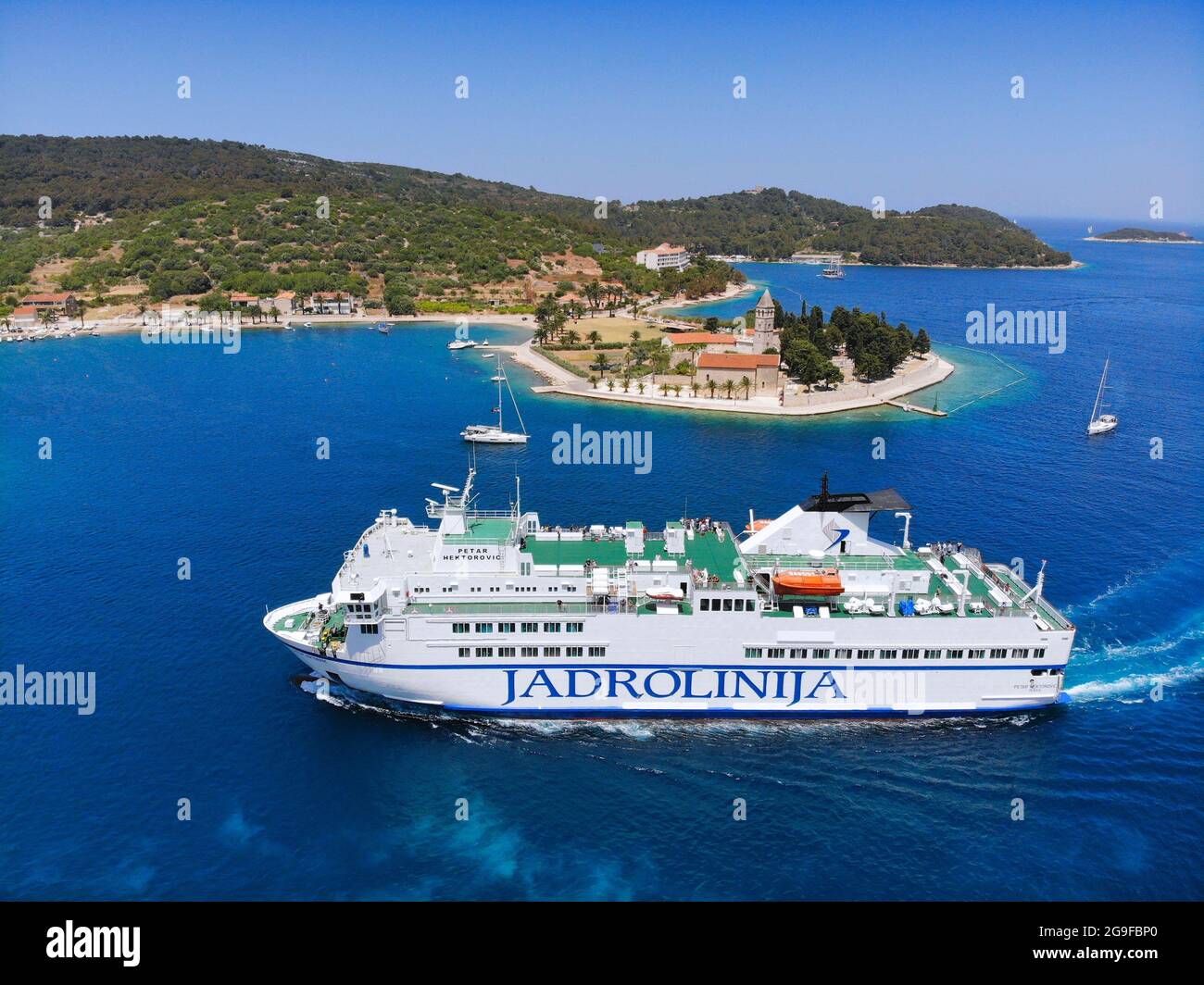 VIS, CROATIA - JUNE 22, 2021: Jadrolinija car ferry arrives at the island  of Vis. Croatia had 18.4 million tourist visitors in 2018 Stock Photo -  Alamy