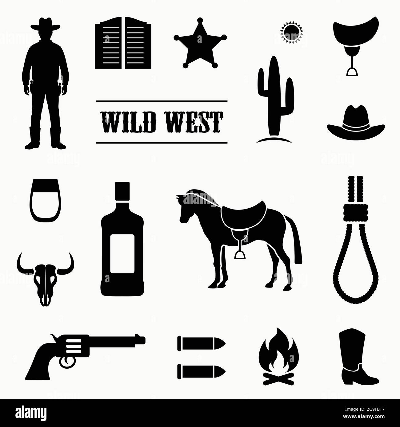 wild west vector background, western cowboy illustration Stock Vector