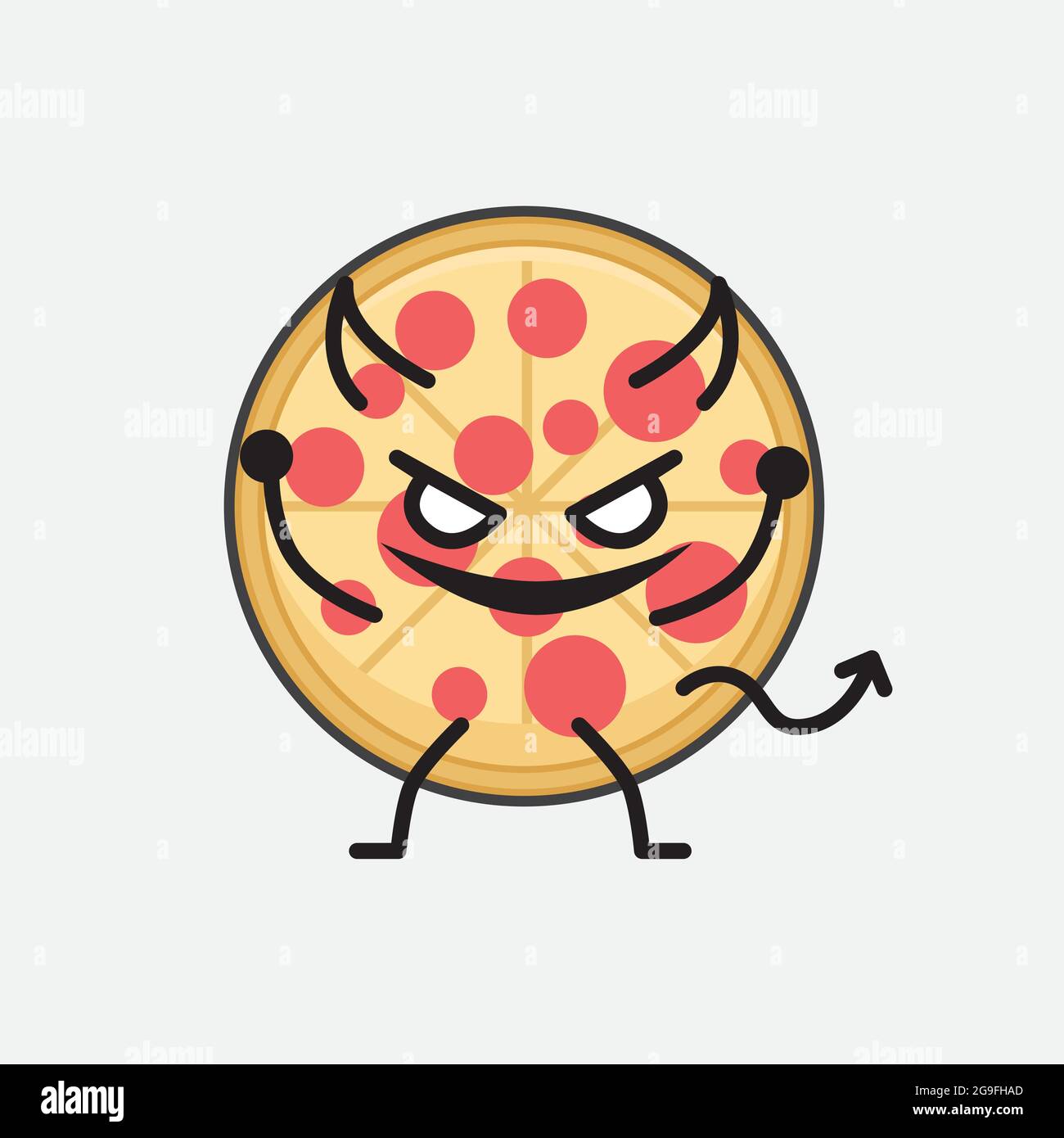 Vector Illustration of Pizza Character with cute face and simple body line  drawing on isolated background Stock Vector Image & Art - Alamy
