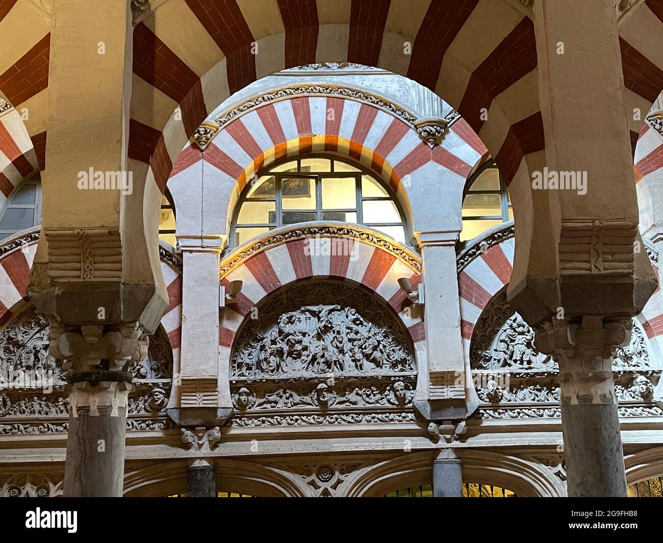 Arches and columns of the Cordoba mosque Stock Photo