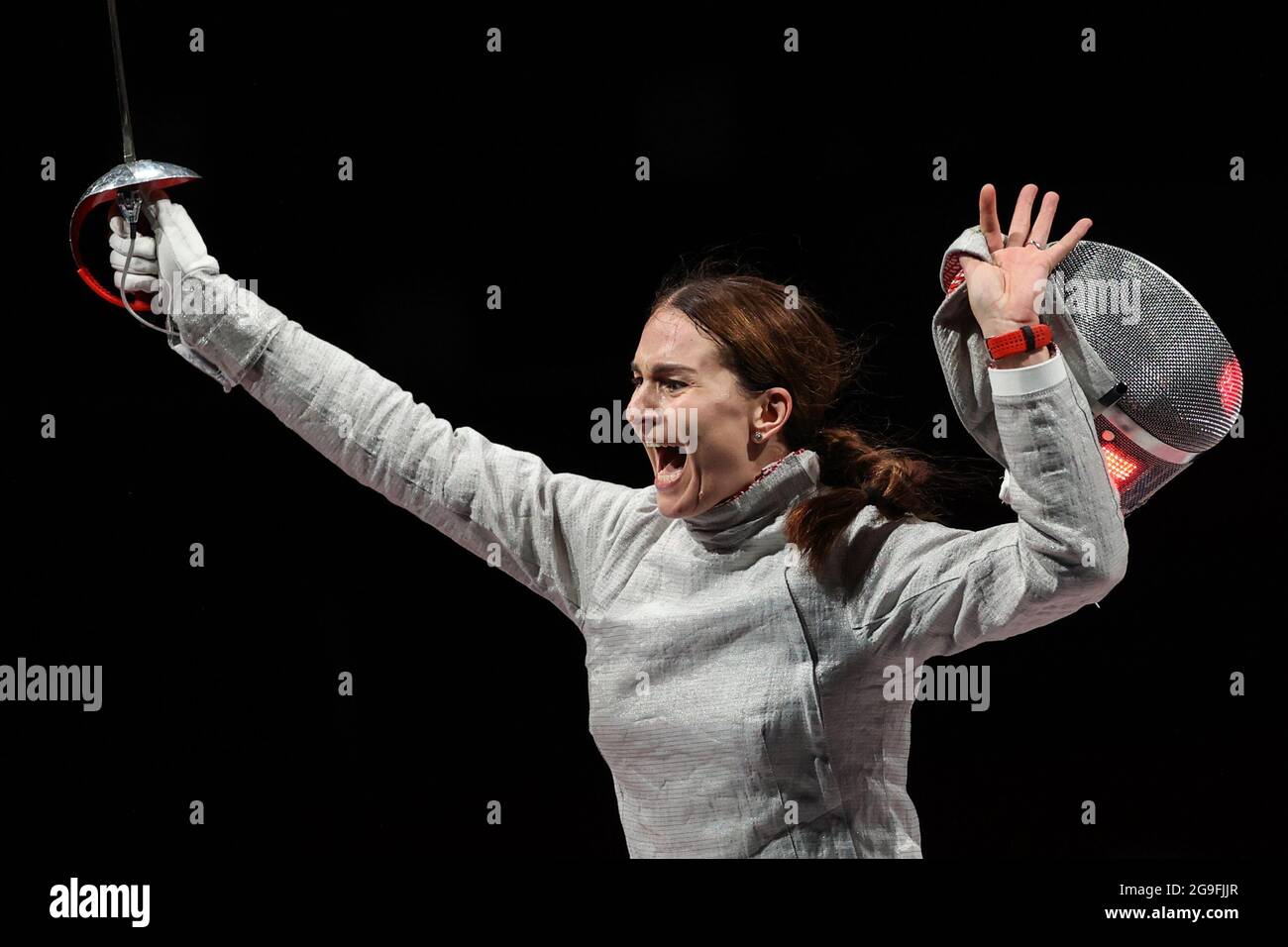 Chiba, Japan. 26th July, 2021. Fencing Olympics, sabre, singles, women, semifinals at Makuhari
