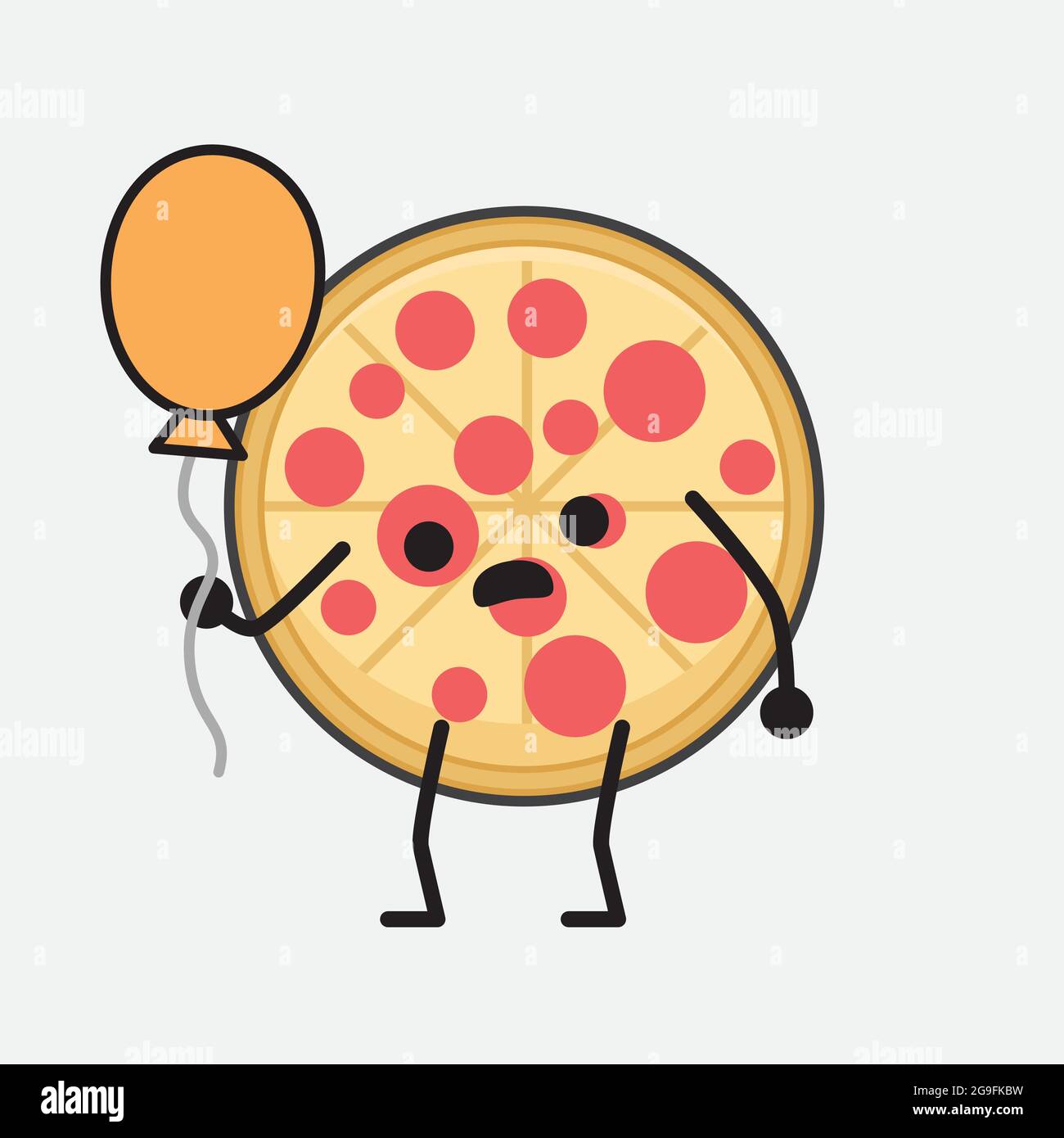 Vector Illustration of Pizza Character with cute face and simple body