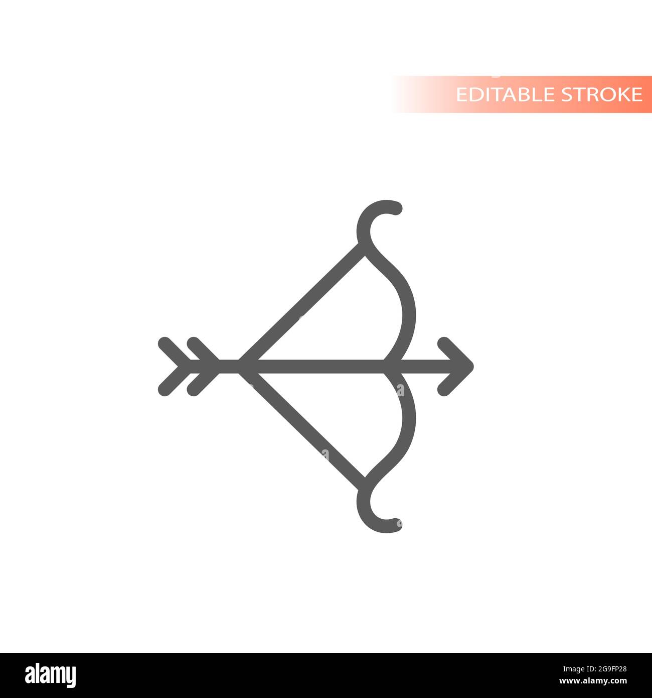Bow and arrow line vector icon. Simple outline, editable stroke. Stock Vector