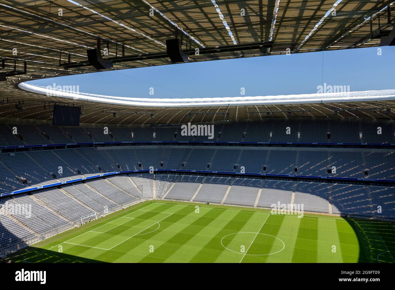 Munich, Germany - 08 26 2011: Interior of the empty Allianz Arena stadium  in Munich, Germany on a summer day Stock Photo - Alamy
