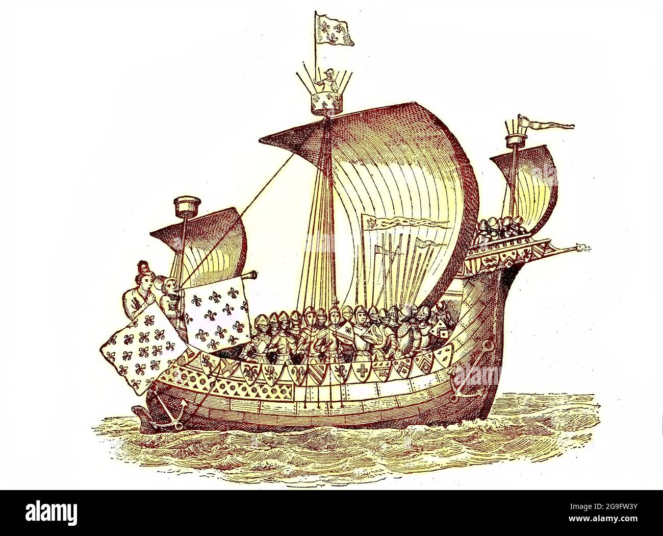 The Norman ship William the Conqueror Mora / Das Normannenschiff Wilhelm der Eroberer Mora, Historisch, historical, digital improved reproduction of an original from the 19th century / digitale Reproduktion einer Originalvorlage aus dem 19. Jahrhundert Stock Photo