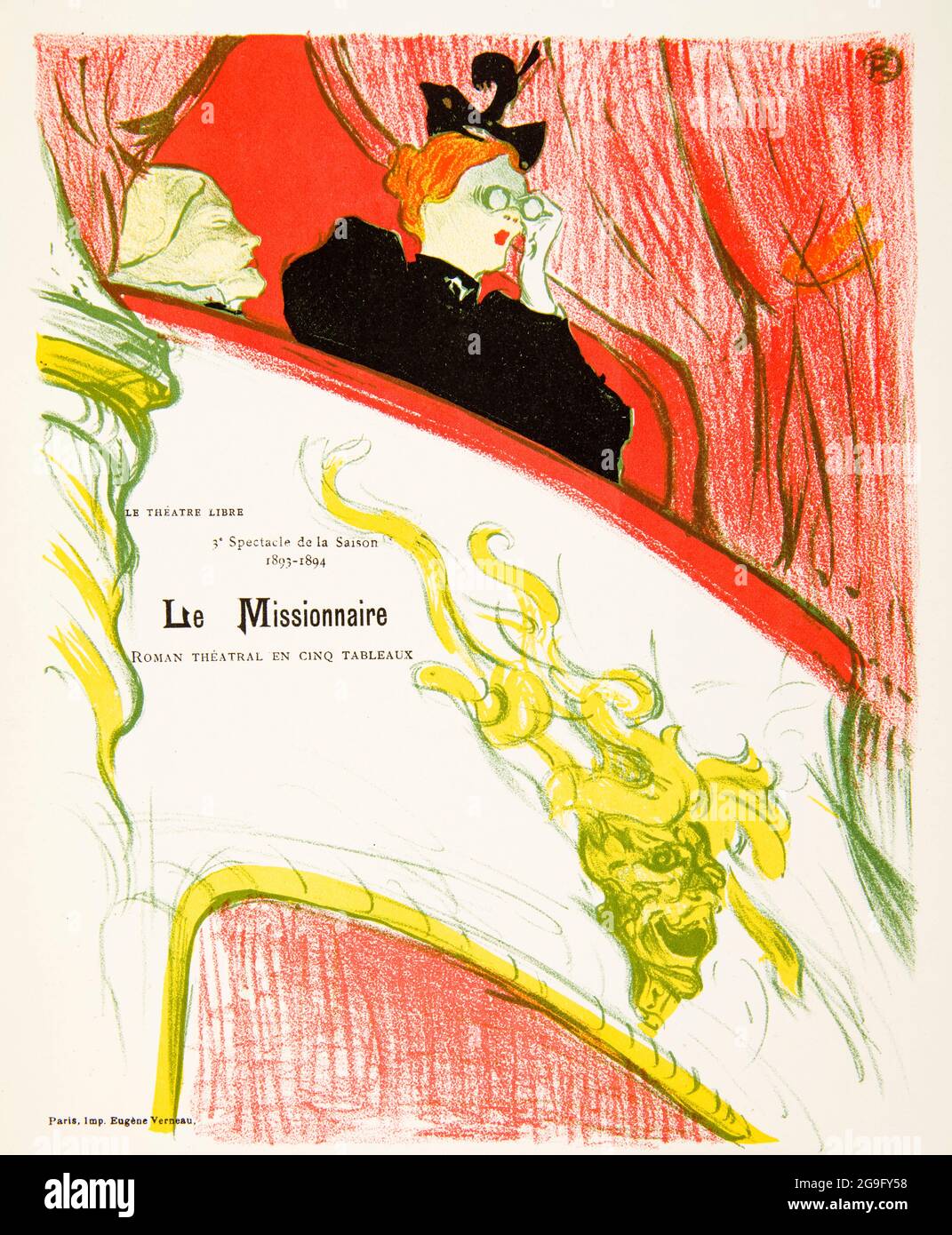 Henri de Toulouse-Lautrec, print, Theatre Libre, programme cover, Le Missionaire, 1893-1894 Stock Photo