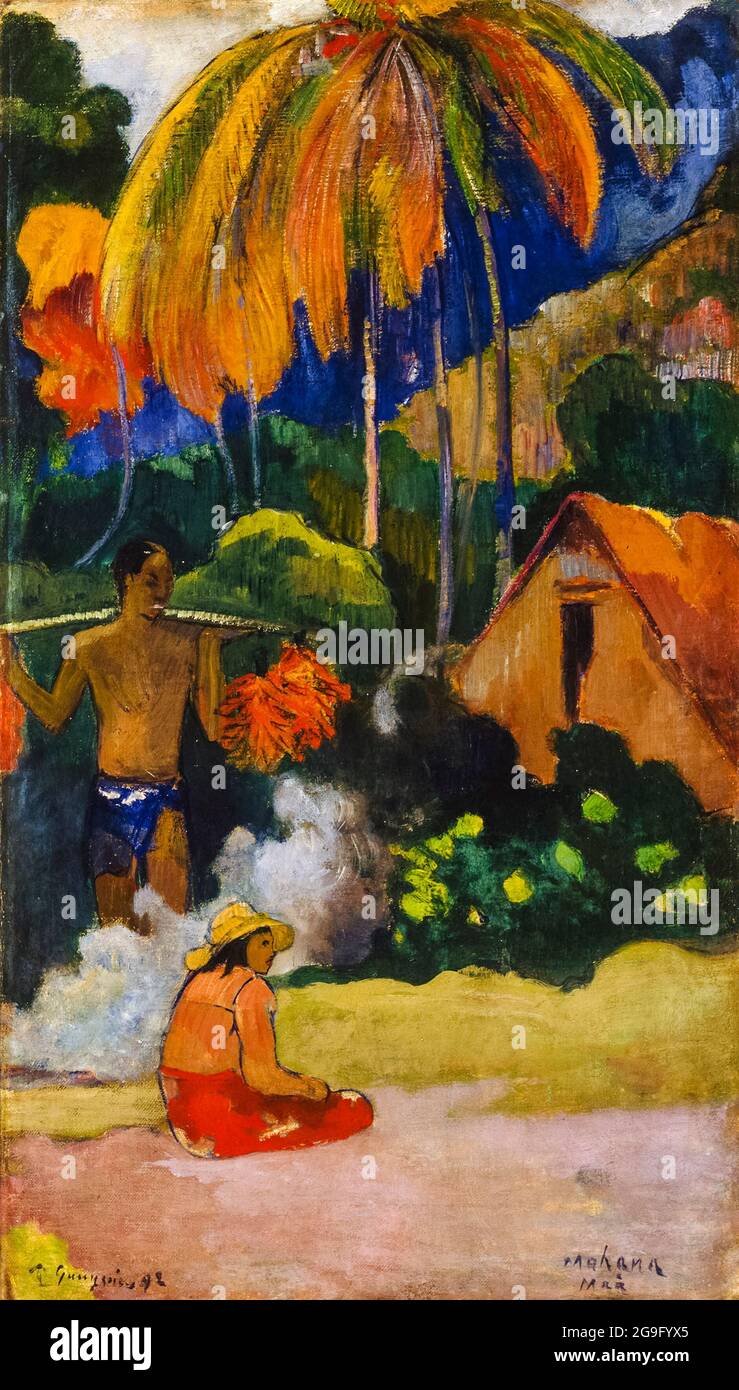 Paul Gauguin, Landscape in Tahiti, (Mahana Maà), painting, 1892 Stock Photo