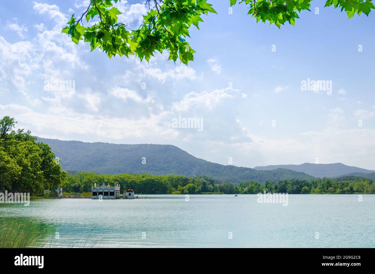 Closeup shot of the Lake of Banyoles in Girona Catalonia Stock Photo