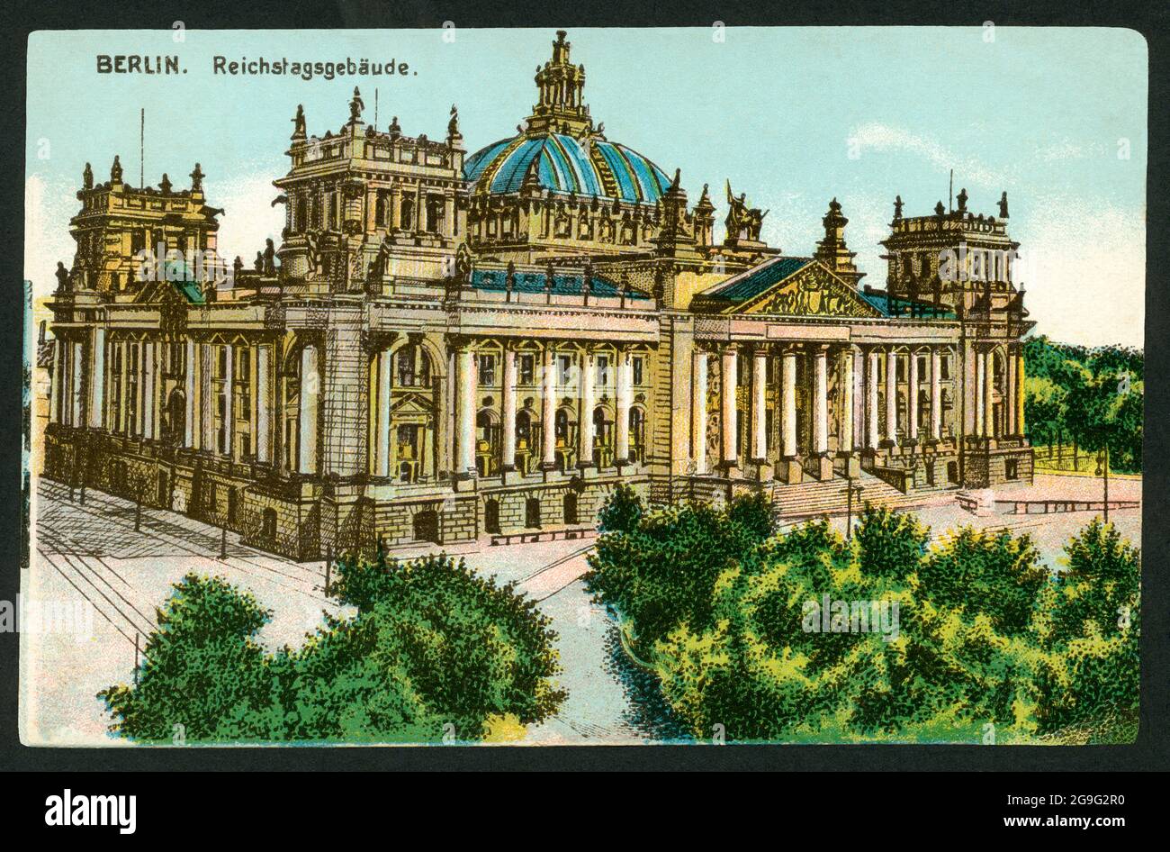 geography / travel, Germany, Berlin, Reichstag building, postcard, sent 30. 10. 1915, ADDITIONAL-RIGHTS-CLEARANCE-INFO-NOT-AVAILABLE Stock Photo