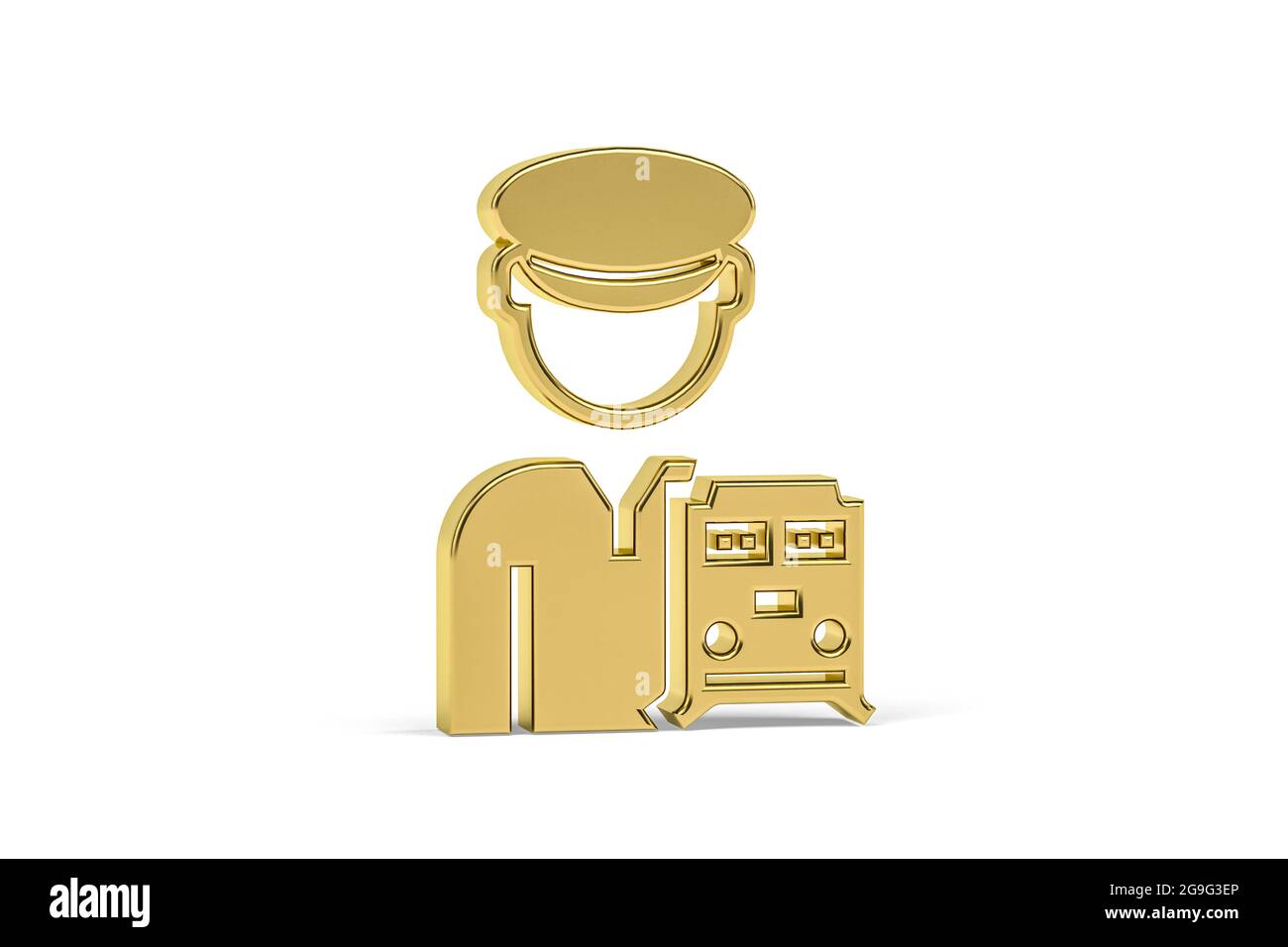 Golden 3d train driver icon isolated on white background - 3D render ...