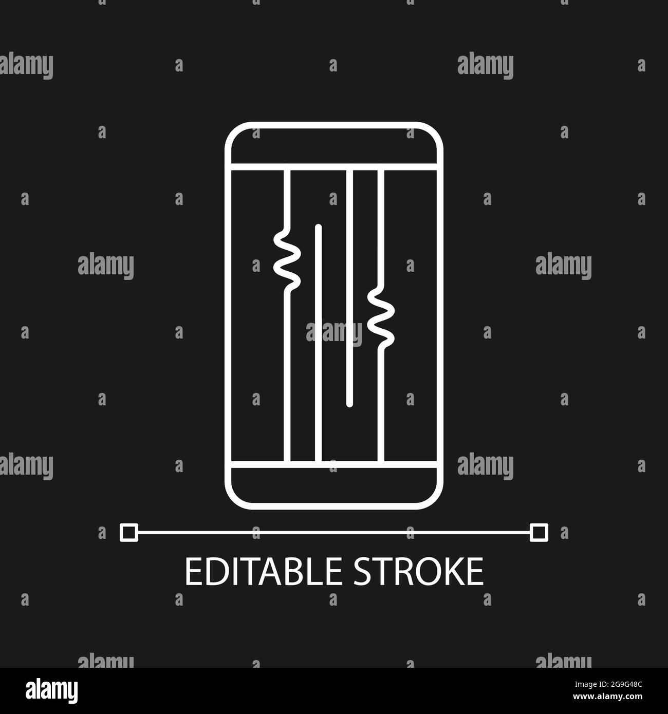 Display or lcd issues white linear icon for dark theme Stock Vector