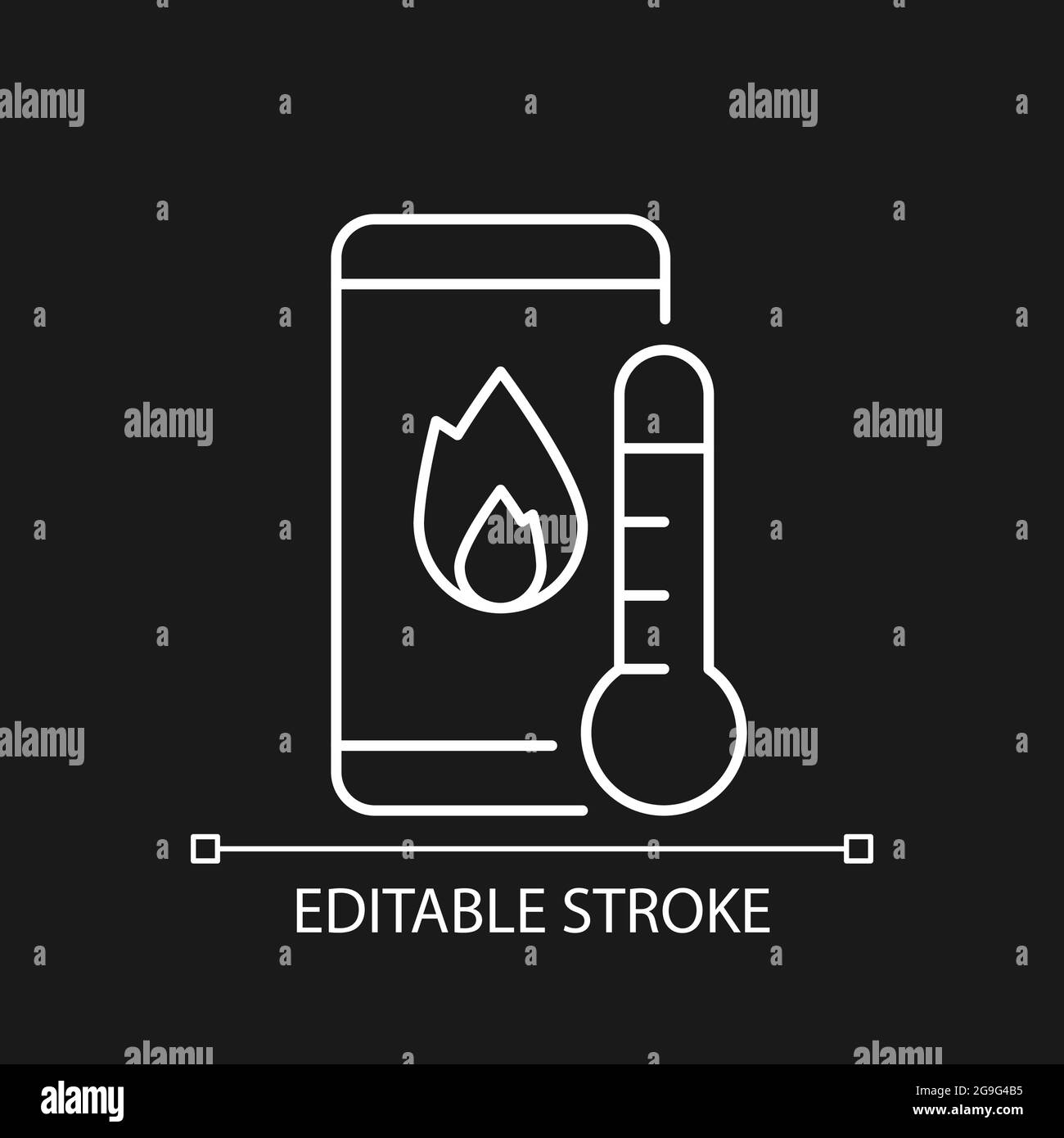 Phone overheating white linear icon for dark theme Stock Vector