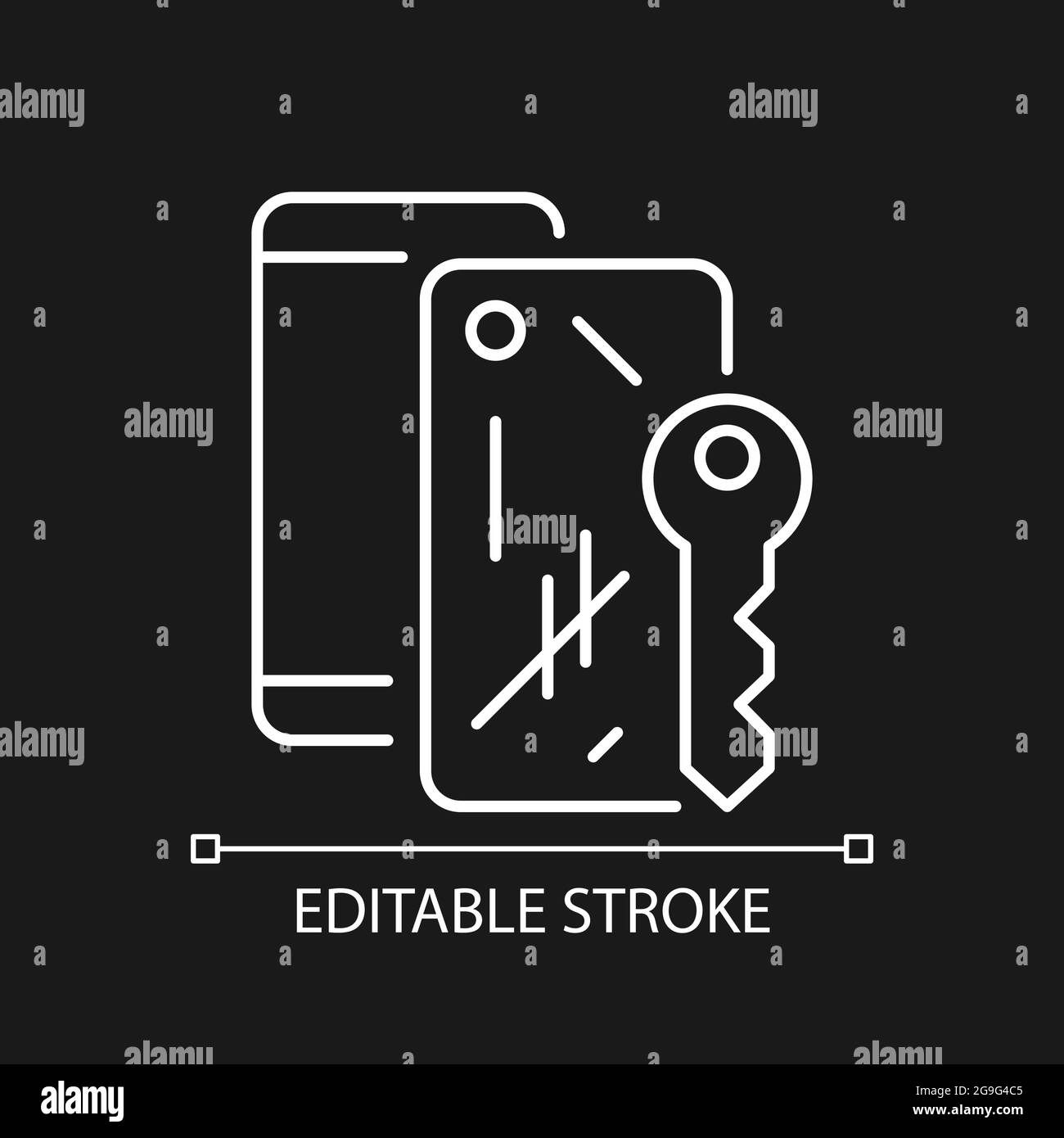 Scratched housing white linear icon for dark theme Stock Vector
